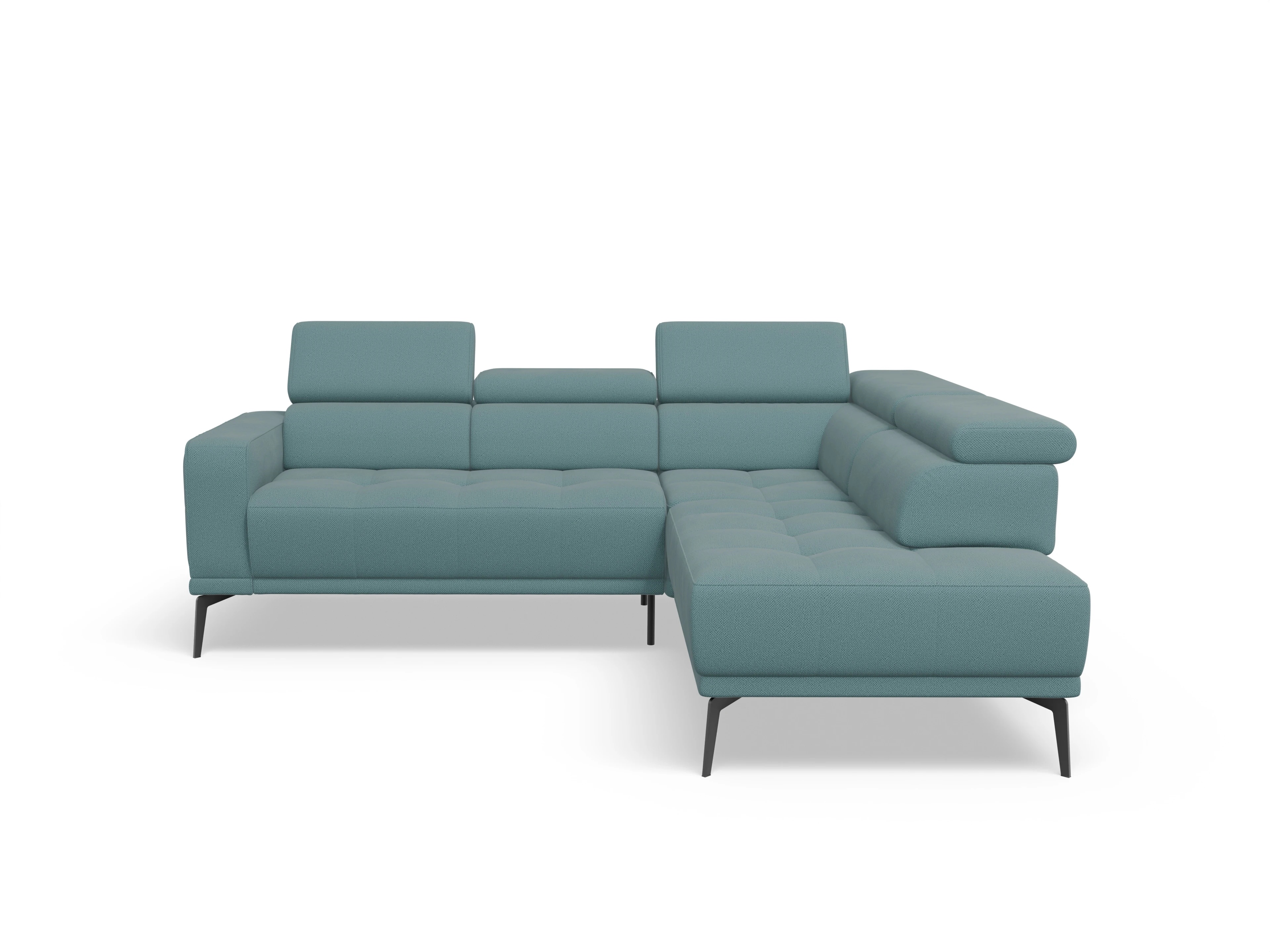Ansicht des Produktes Marco Ecksofa rechts Abschluss offen in Stoff Blau