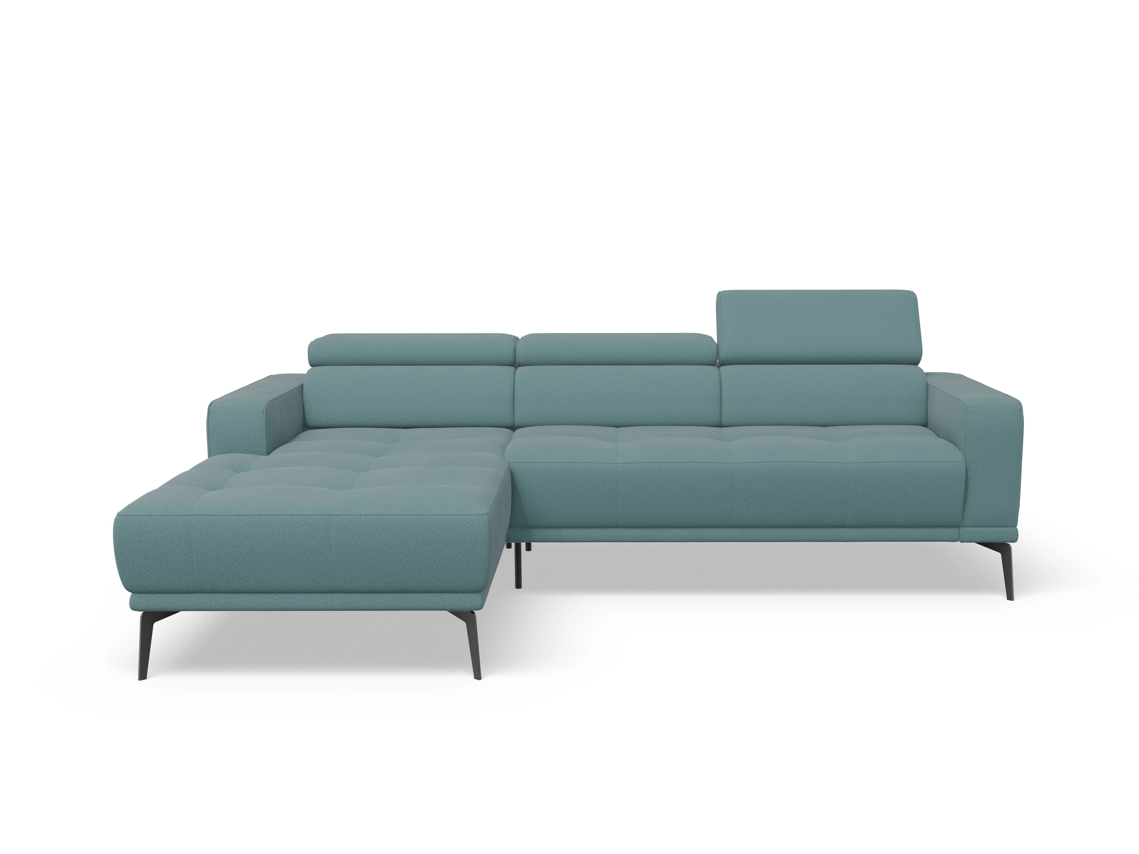 Ansicht des Produktes Marco Ecksofa links Abschluss offen in Stoff Blau