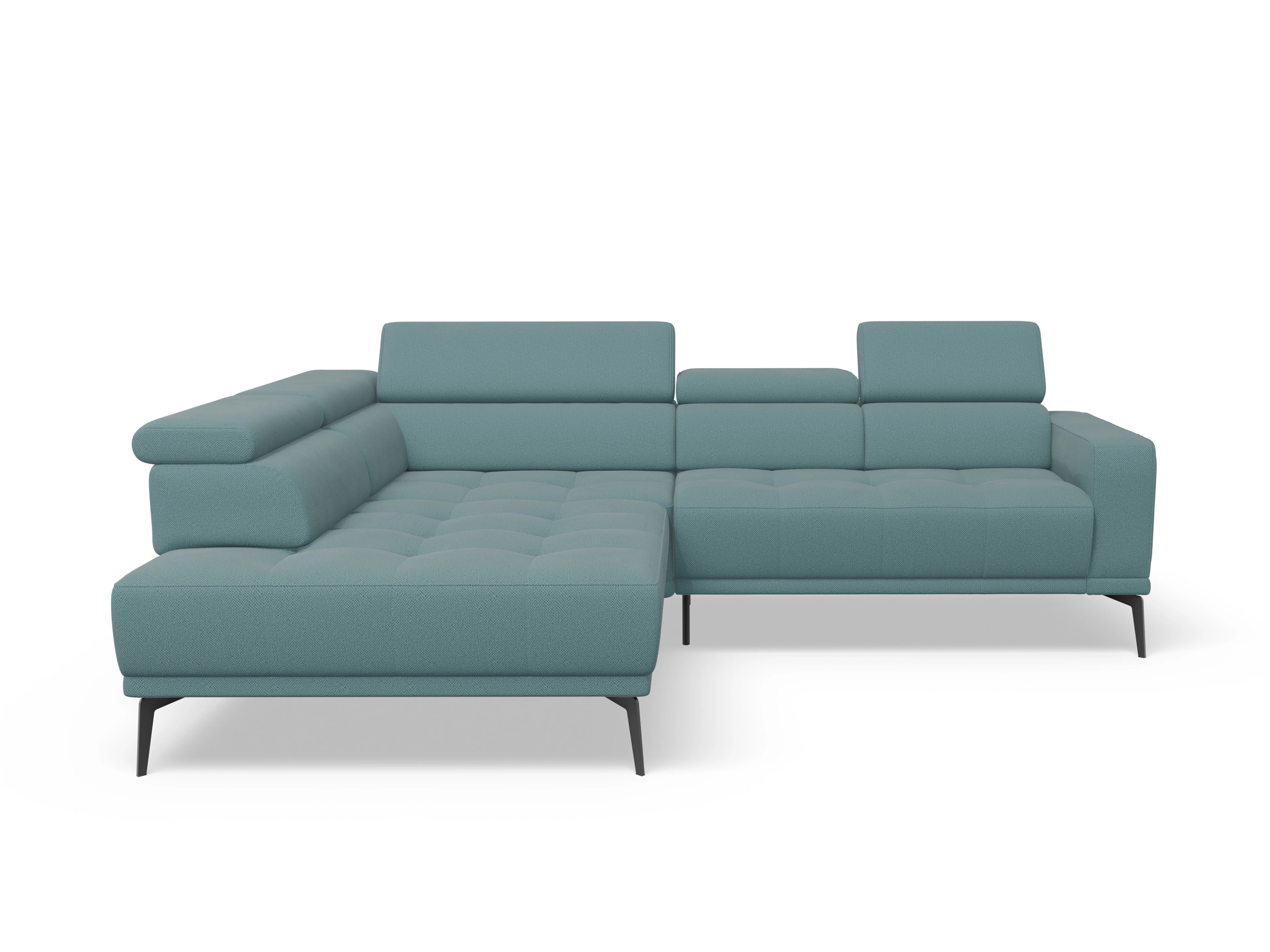 Ansicht des Produktes Marco Ecksofa links Abschluss offen in Stoff Blau