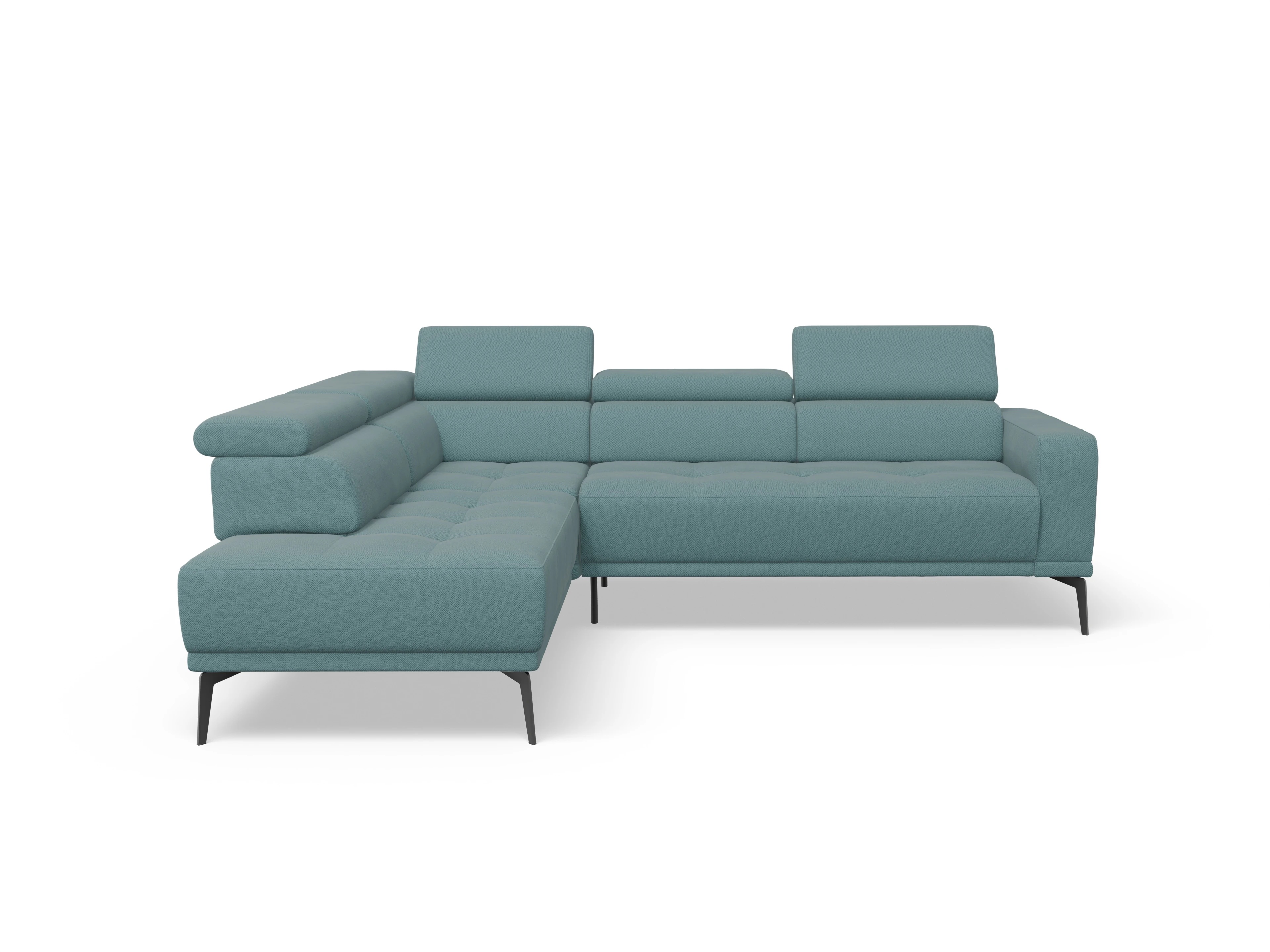 Ansicht des Produktes Marco Ecksofa links Abschluss offen in Stoff Blau