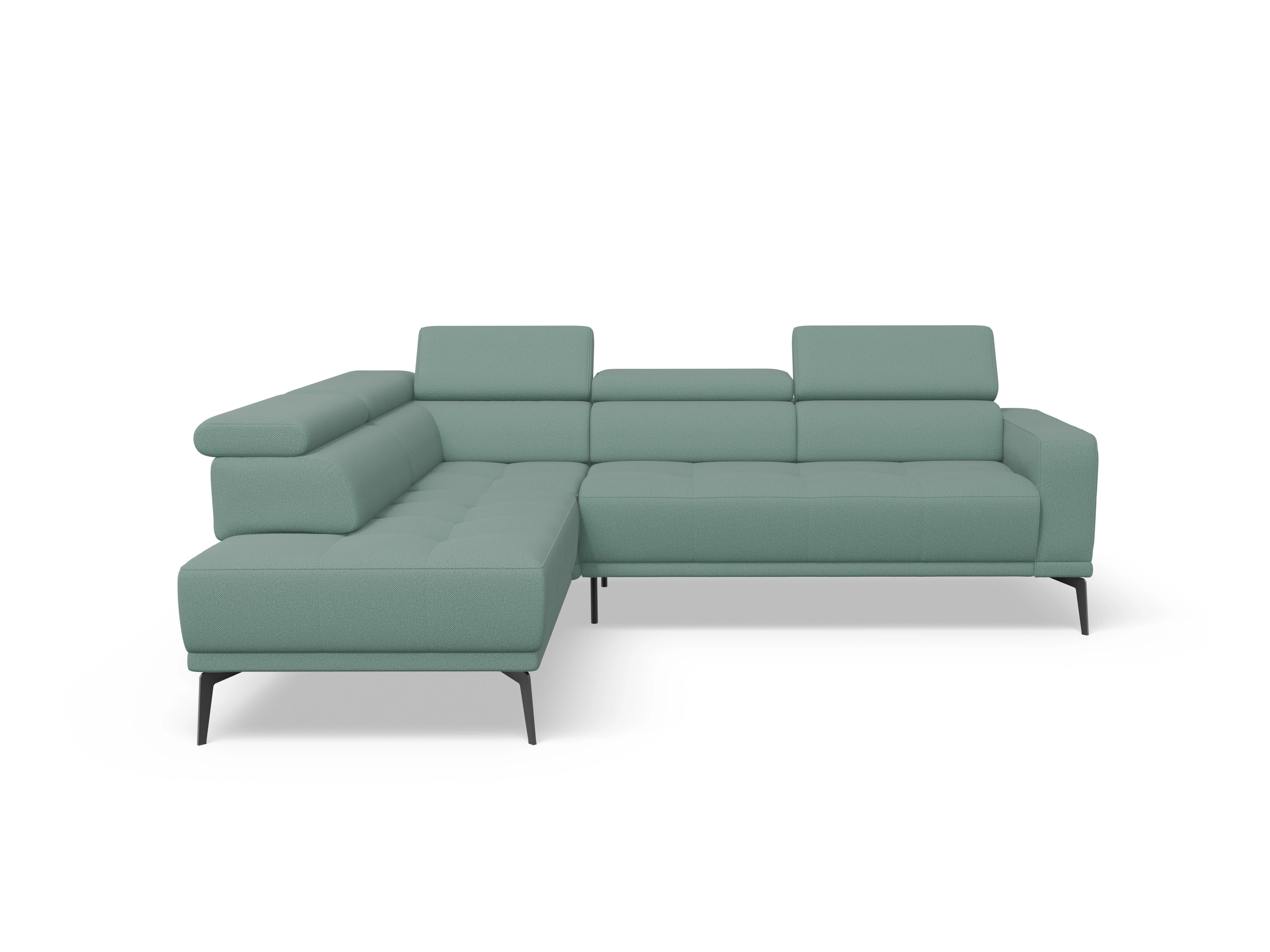 Ansicht des Produktes Marco Ecksofa links Abschluss offen in Stoff Blau