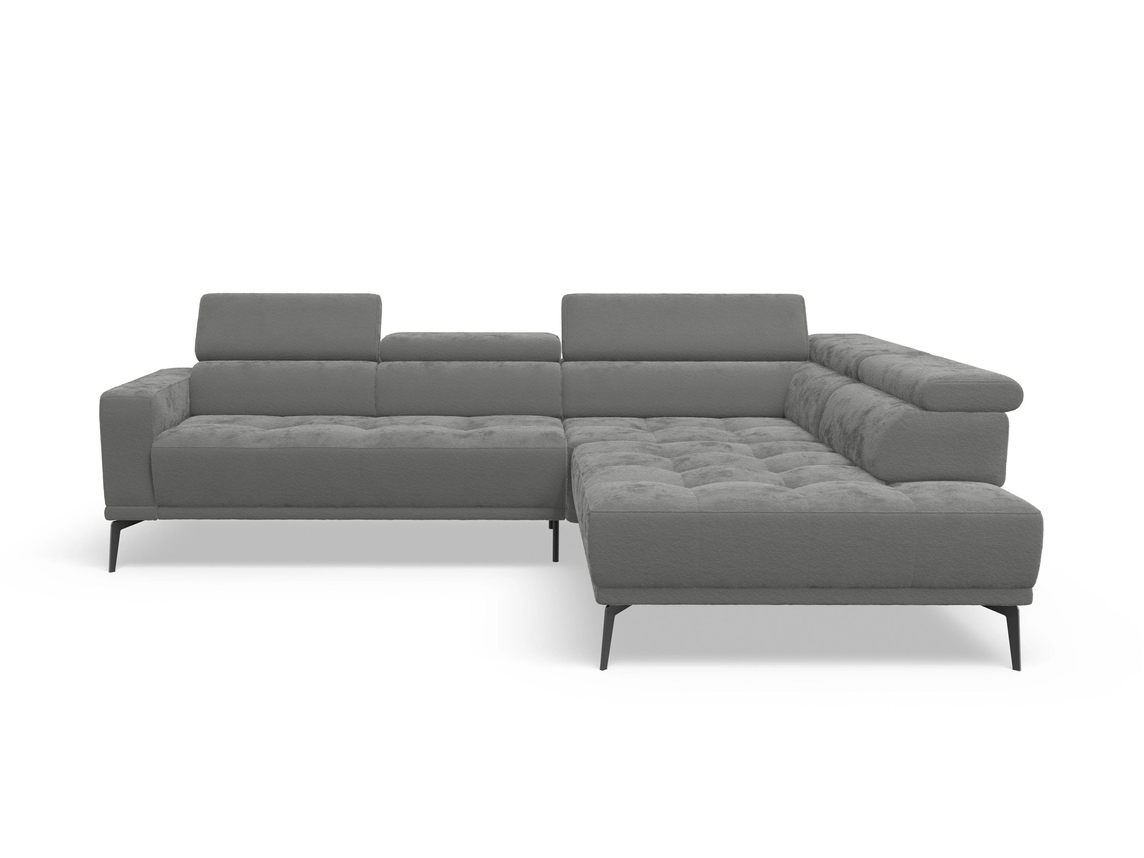 Marco Aho gr Medium R (mit Funktionen) Ansicht des Produktes Marco Ecksofa rechts Abschluss offen in Stoff Grau