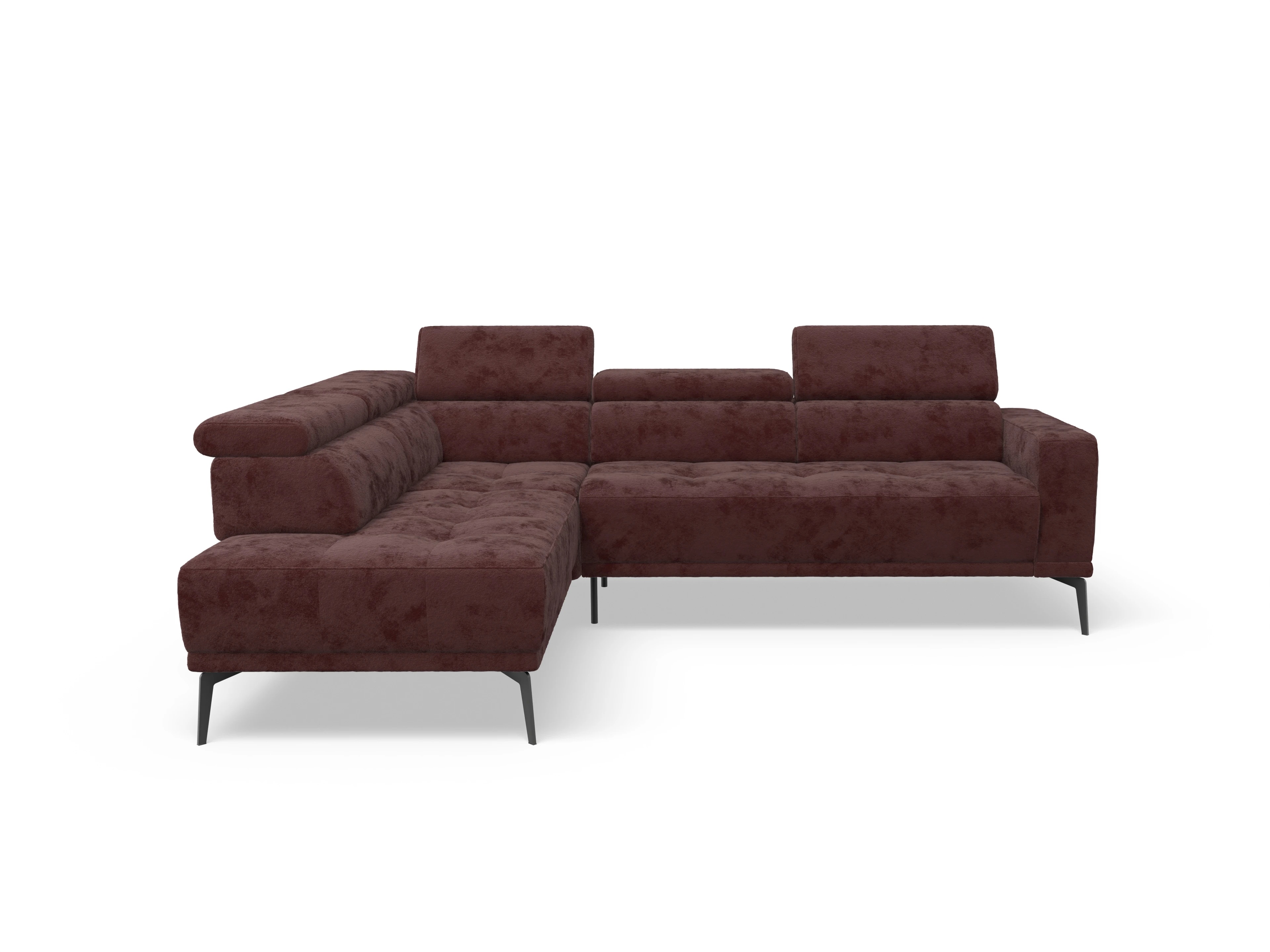 Marco Aho kl Medium L Ansicht des Produktes Marco Ecksofa links Abschluss offen in Stoff Rot