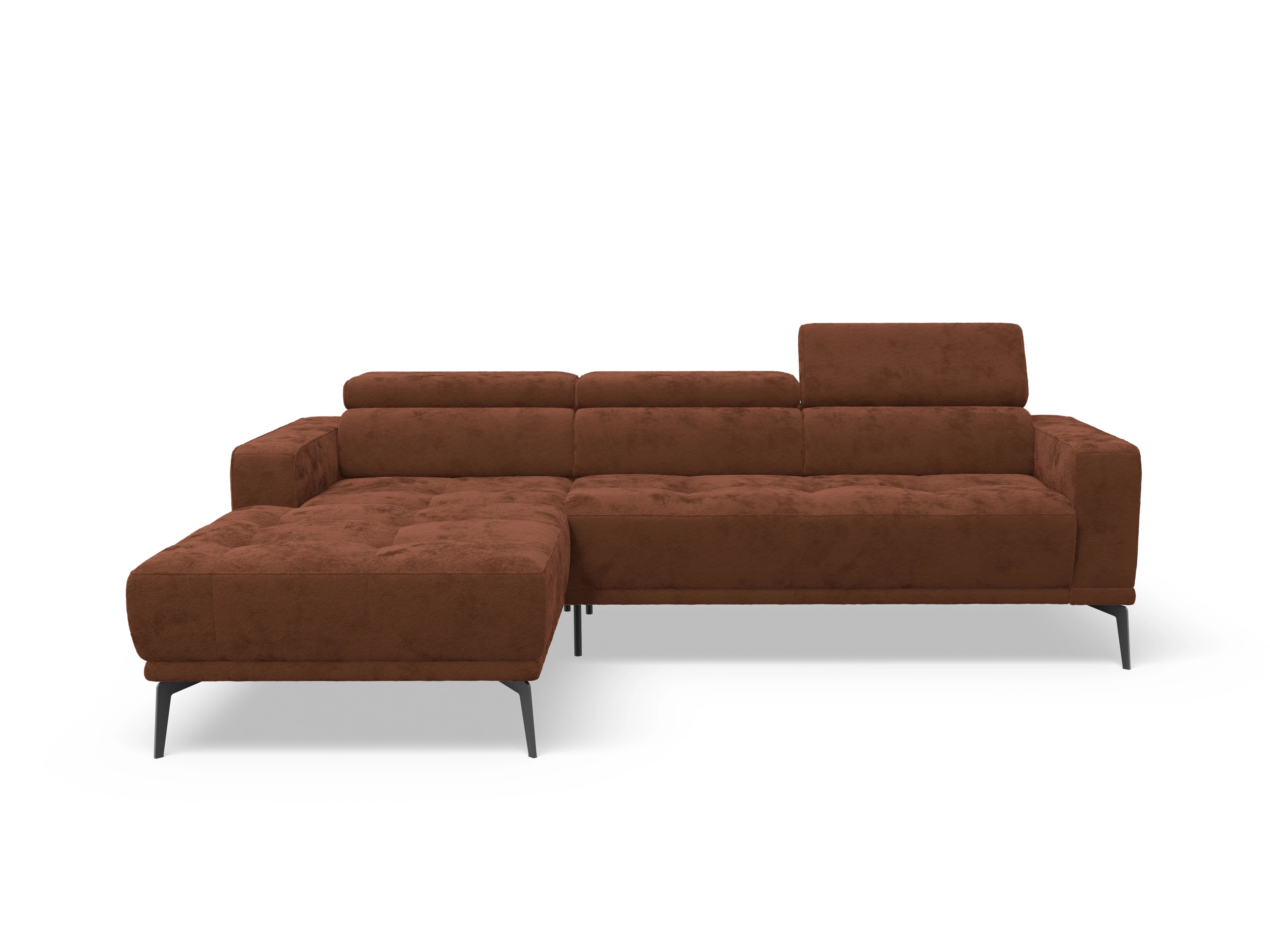 Ansicht des Produktes Marco Ecksofa links Abschluss offen in Stoff Rot