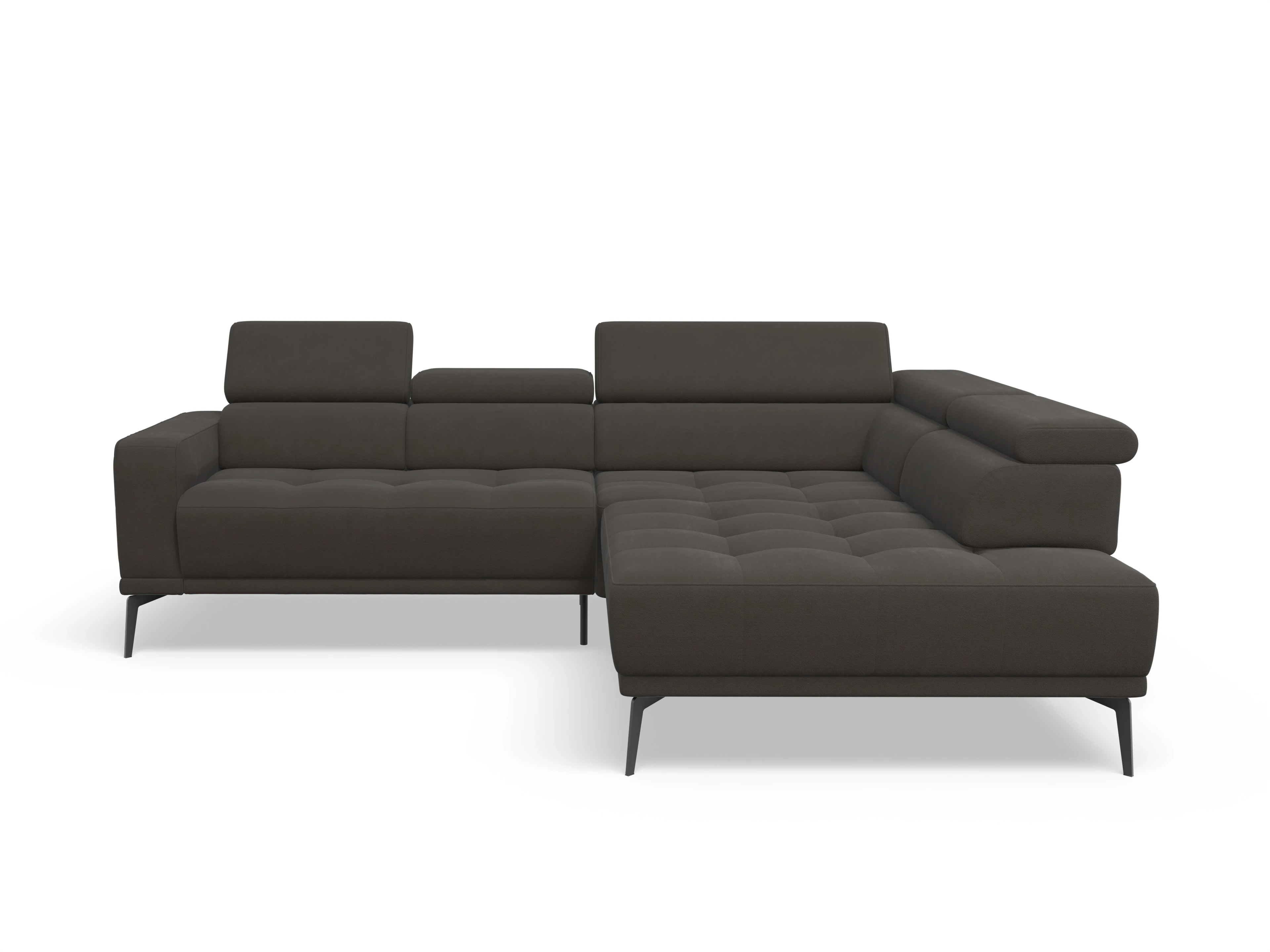Ansicht des Produktes Marco Ecksofa rechts Abschluss offen in Stoff Braun