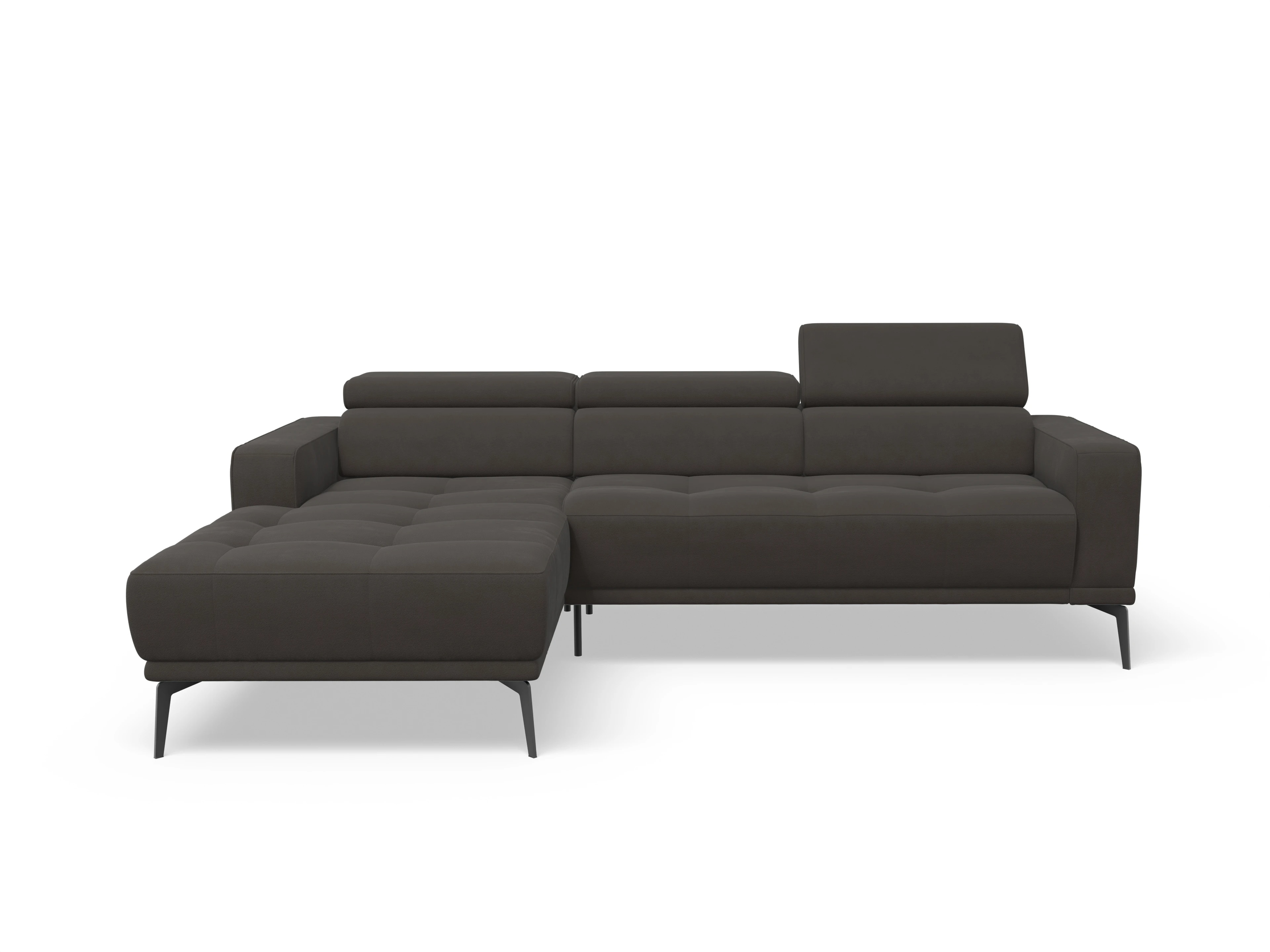 Ansicht des Produktes Marco Ecksofa links Abschluss offen in Stoff Braun