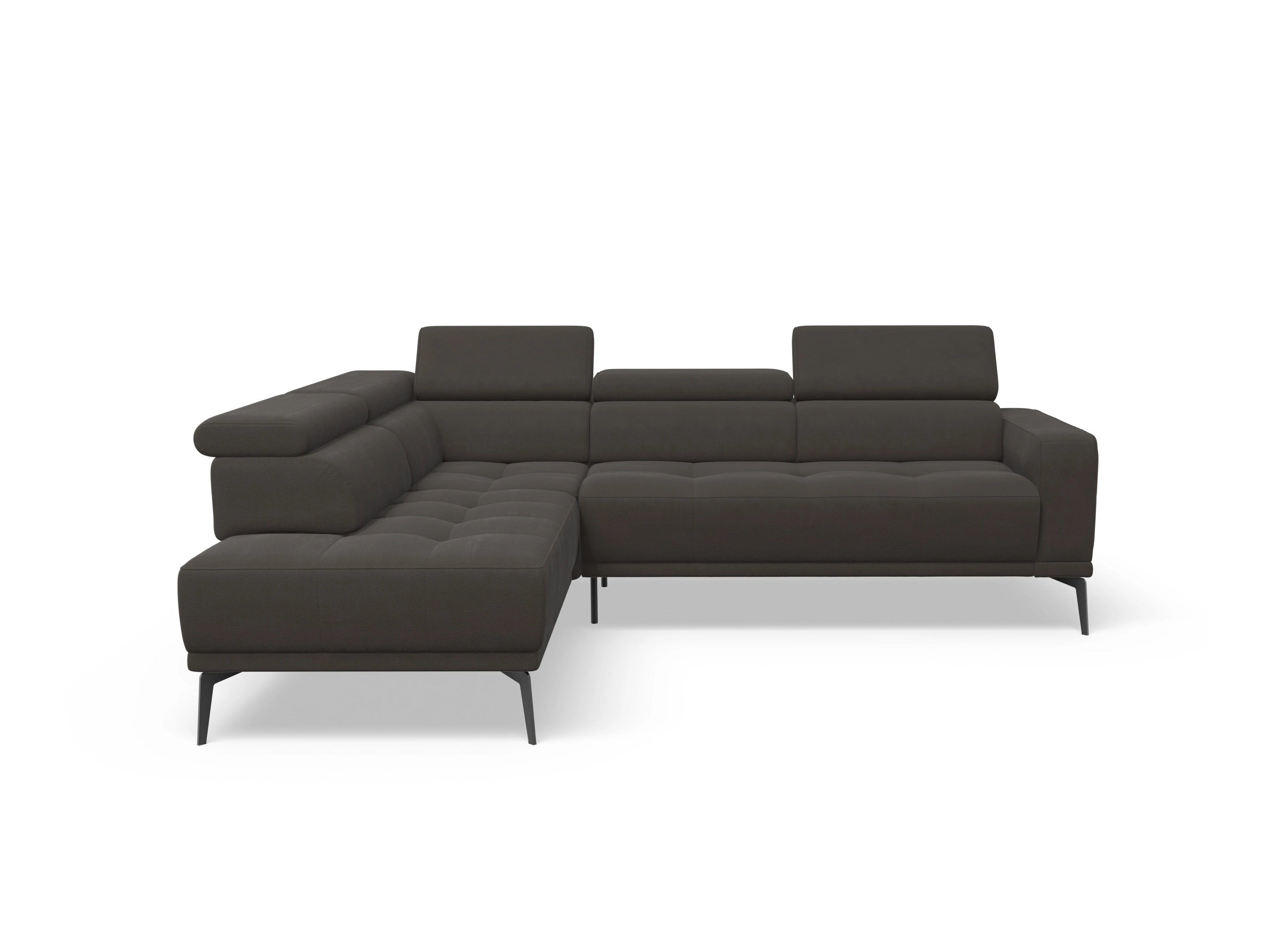 Ansicht des Produktes Marco Ecksofa links Abschluss offen in Stoff Braun