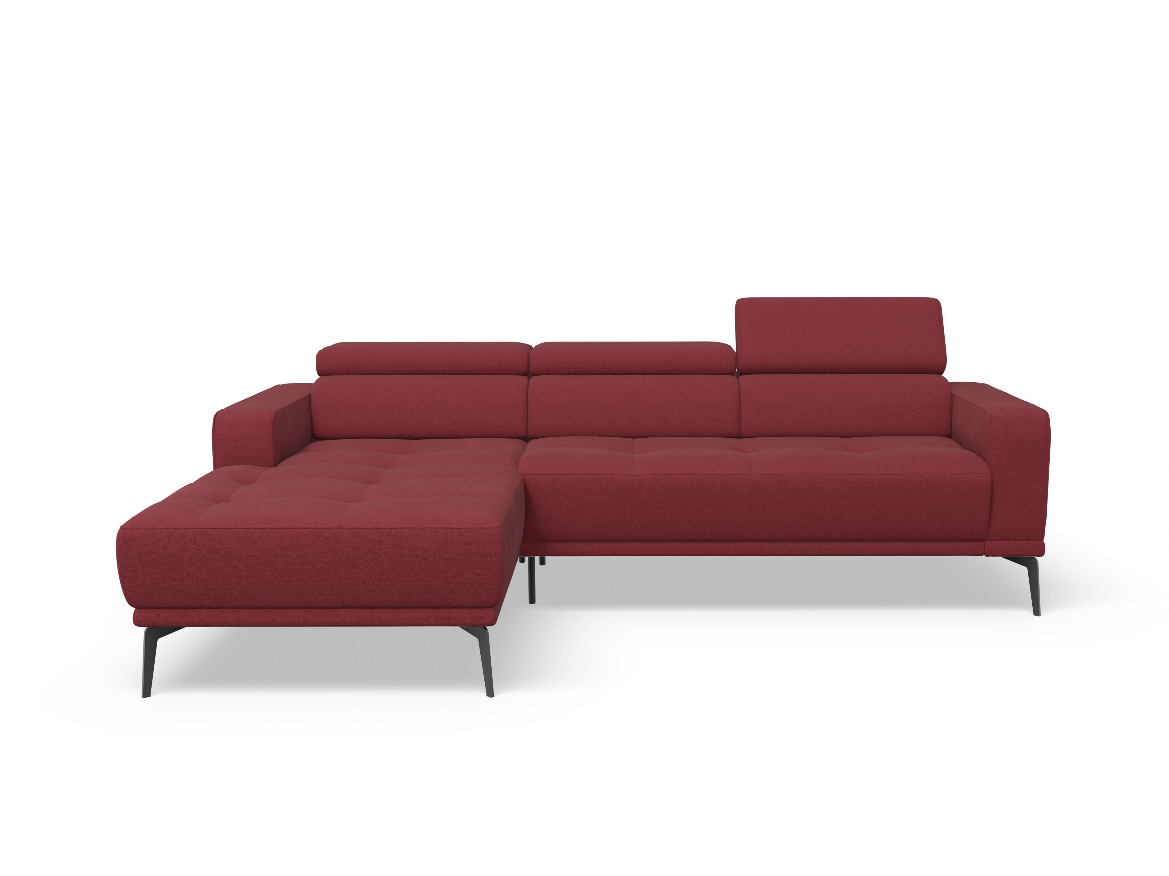 Marco LO Medium L Ansicht des Produktes Marco Ecksofa links Abschluss offen in Stoff Rot