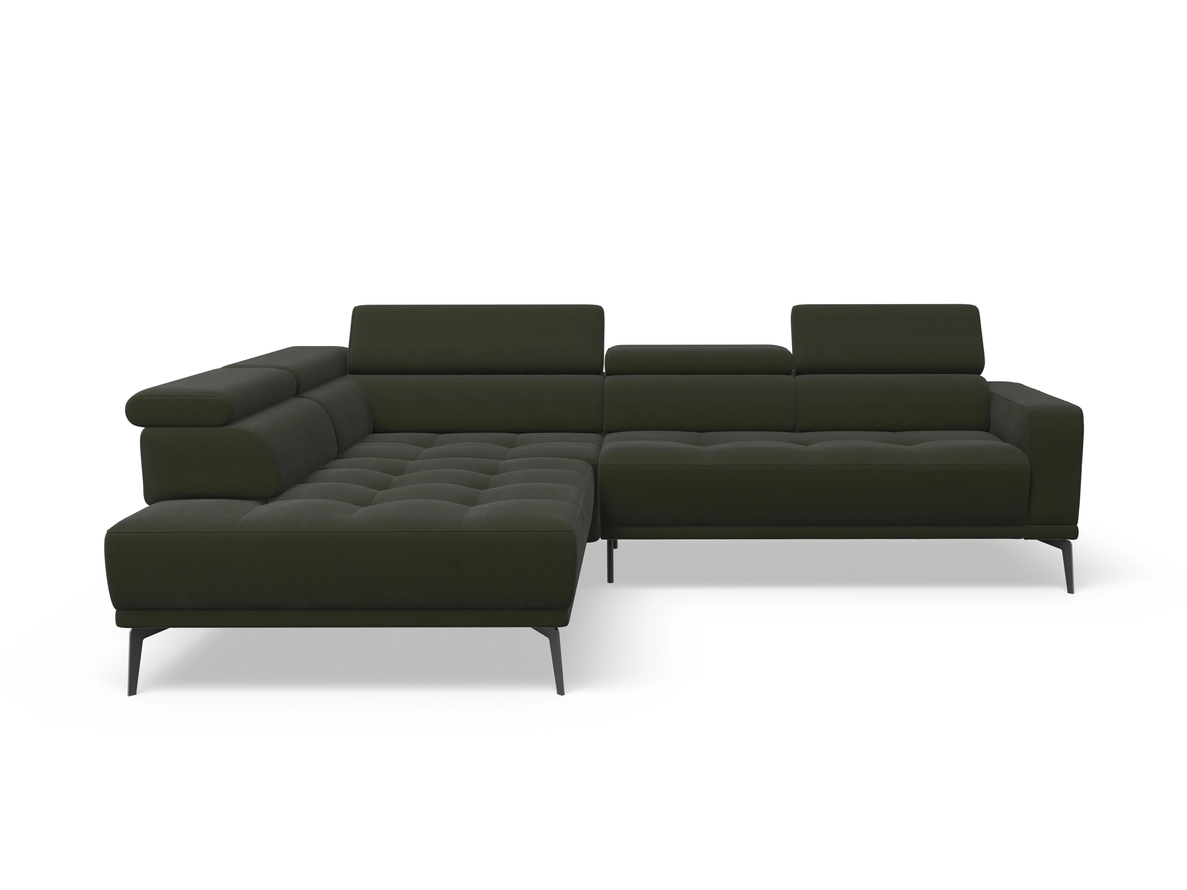 Ansicht des Produktes Marco Ecksofa links Abschluss offen in Stoff Grün