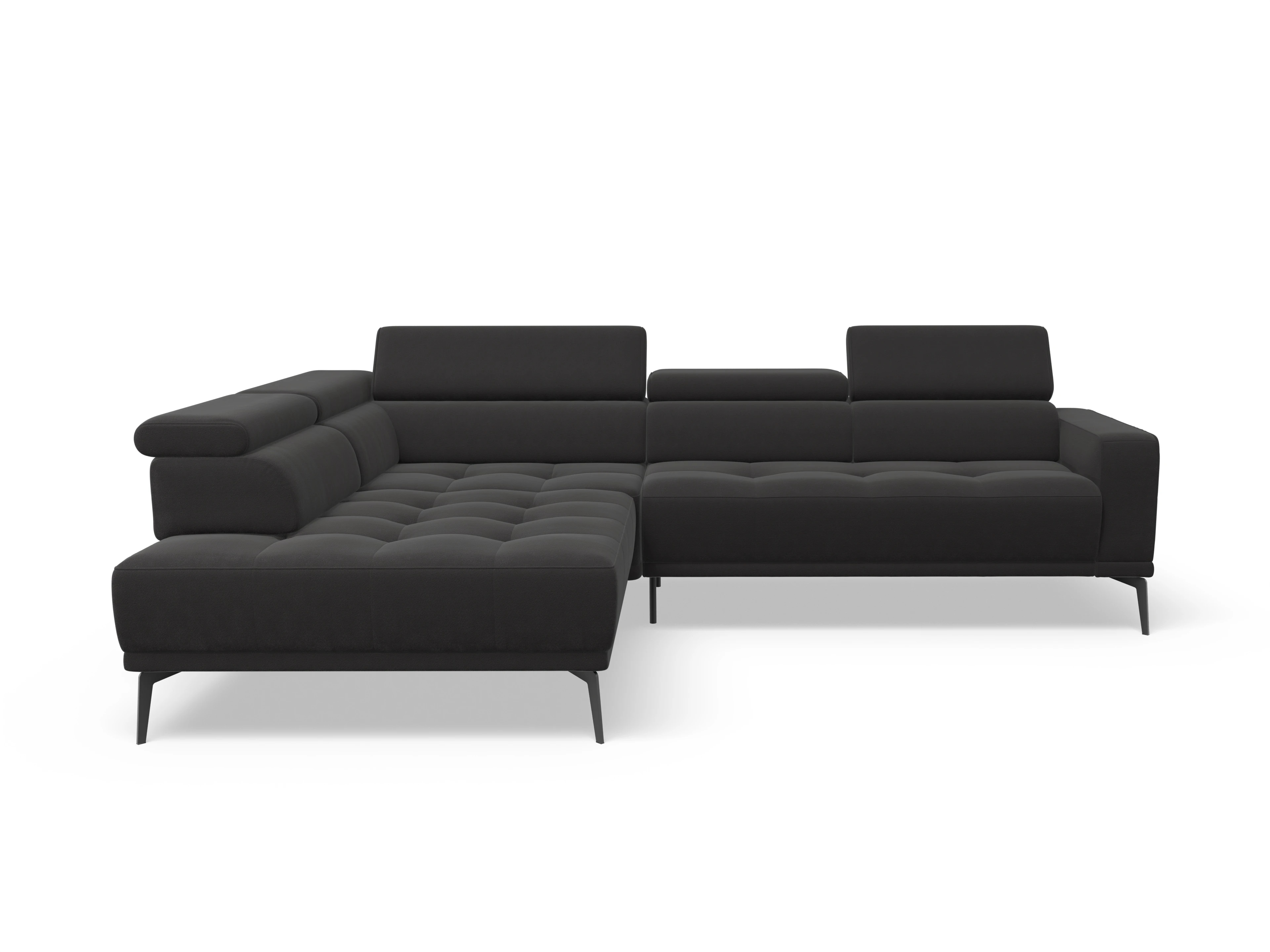 Marco Aho gr Medium L (mit Funktionen) Ansicht des Produktes Marco Ecksofa links Abschluss offen in Stoff Grau