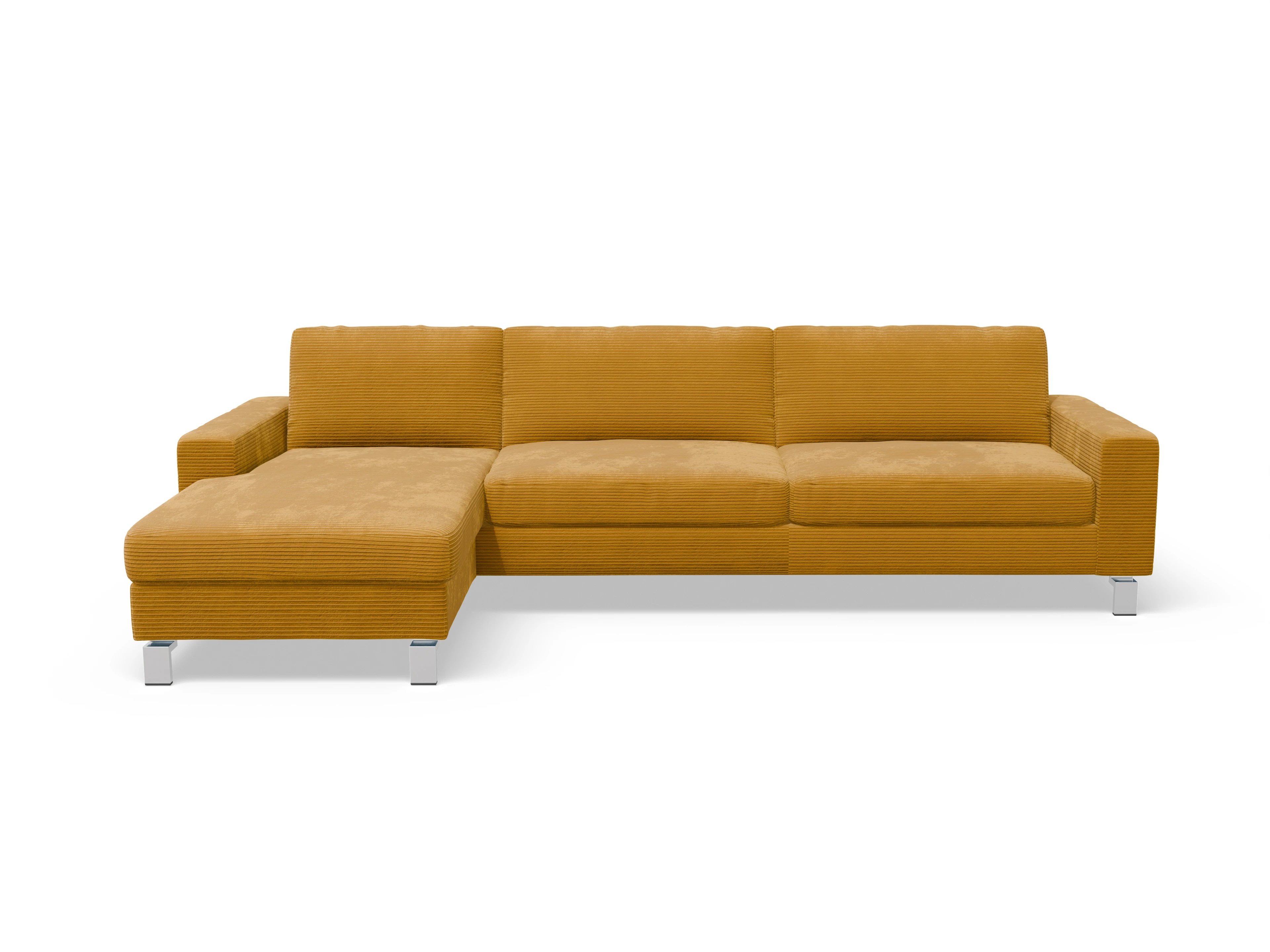 Ansicht des Produktes Indiana Ecksofa links Abschluss offen in Stoff Gelb