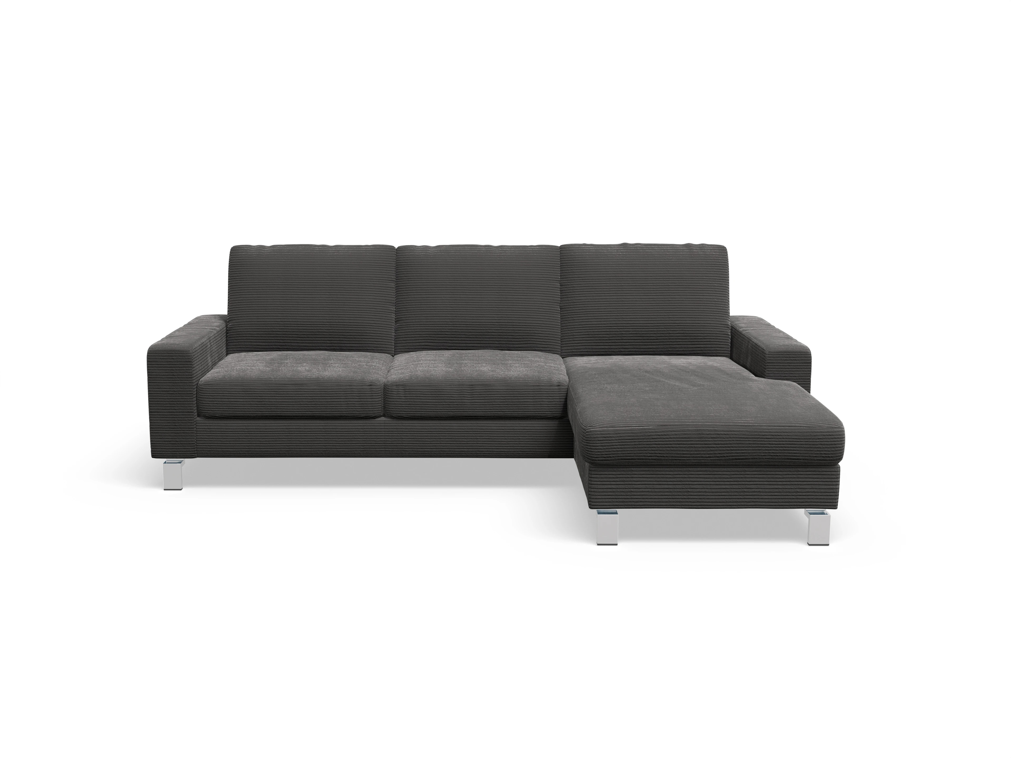 Indiana Ecksofa LO Small R Ansicht des Produktes Indiana Ecksofa rechts Abschluss offen in Stoff Grau