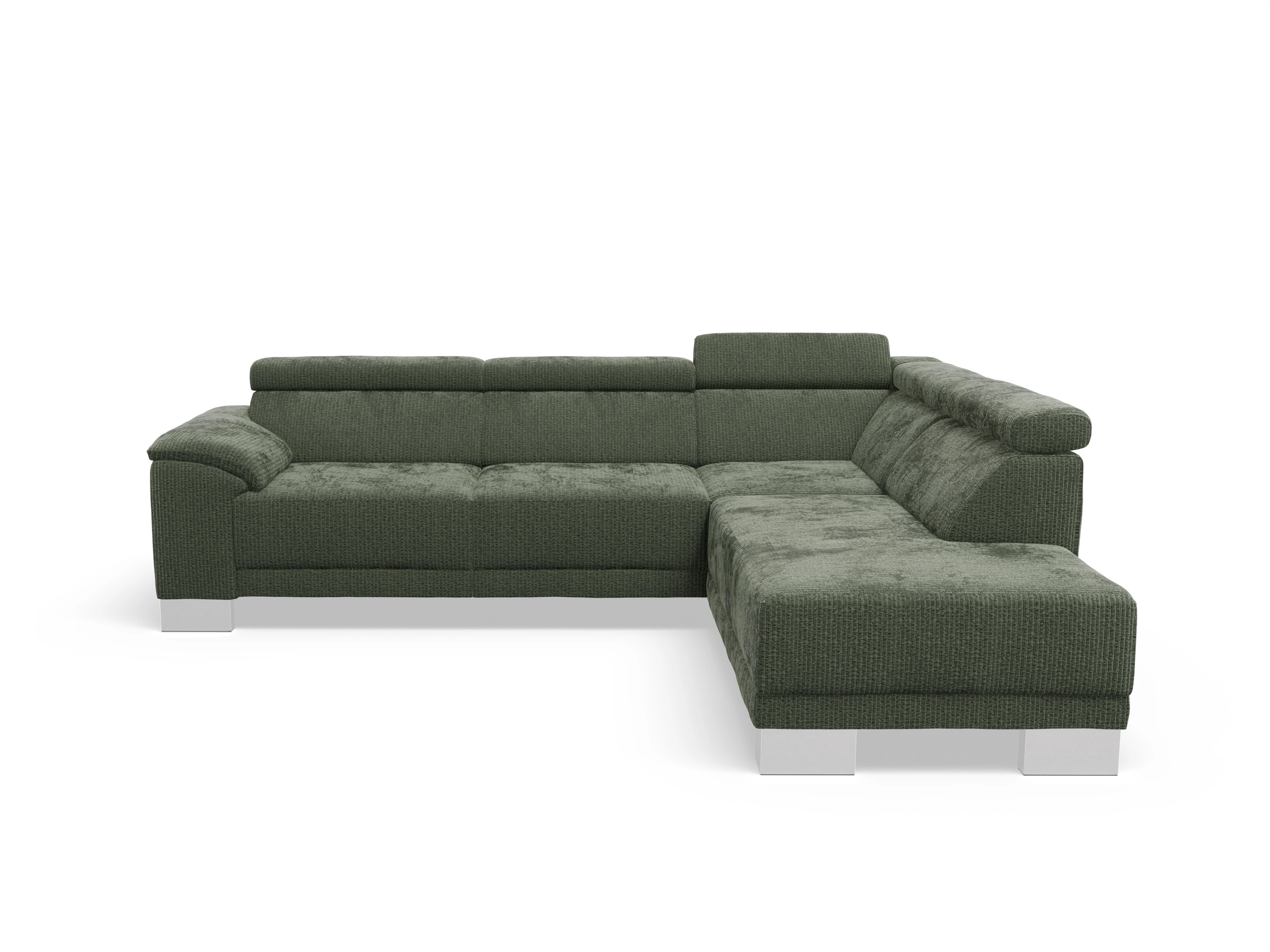 Ansicht des Produktes Antonio Ecksofa rechts Abschluss offen in Stoff Grün