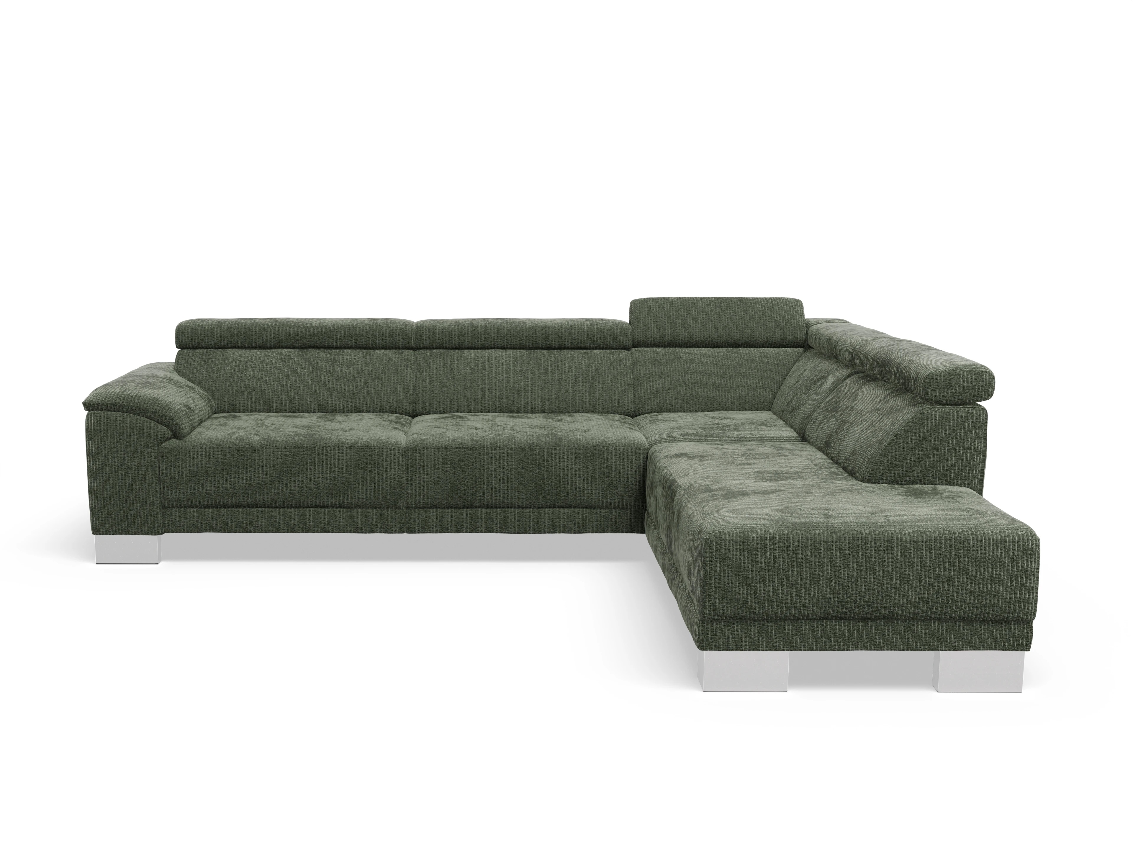 Ansicht des Produktes Antonio Ecksofa rechts Abschluss offen in Stoff Grün