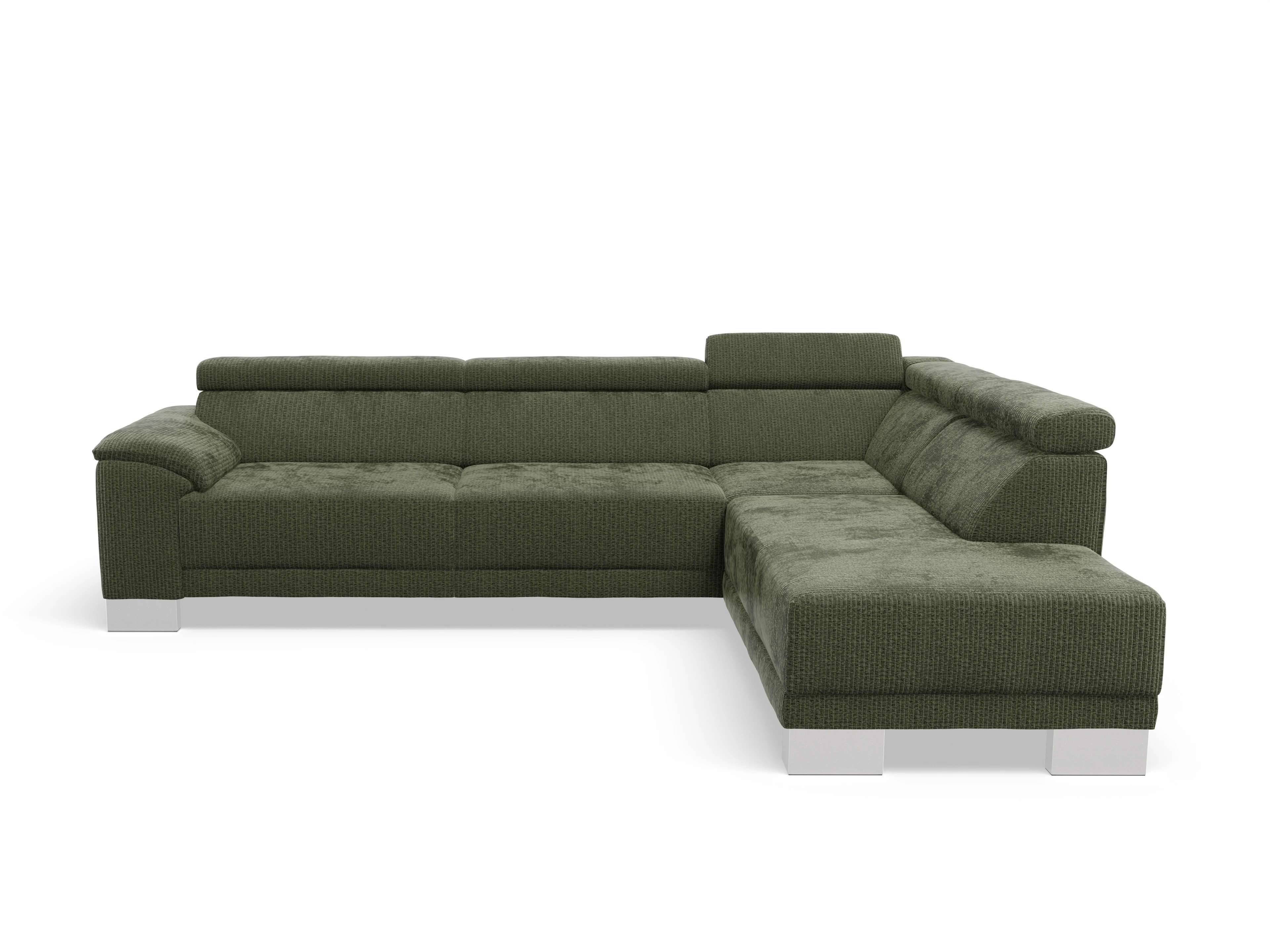 Antonio Ecksofa UM Large Plus R Ansicht des Produktes Antonio Ecksofa rechts Abschluss offen in Stoff Grün