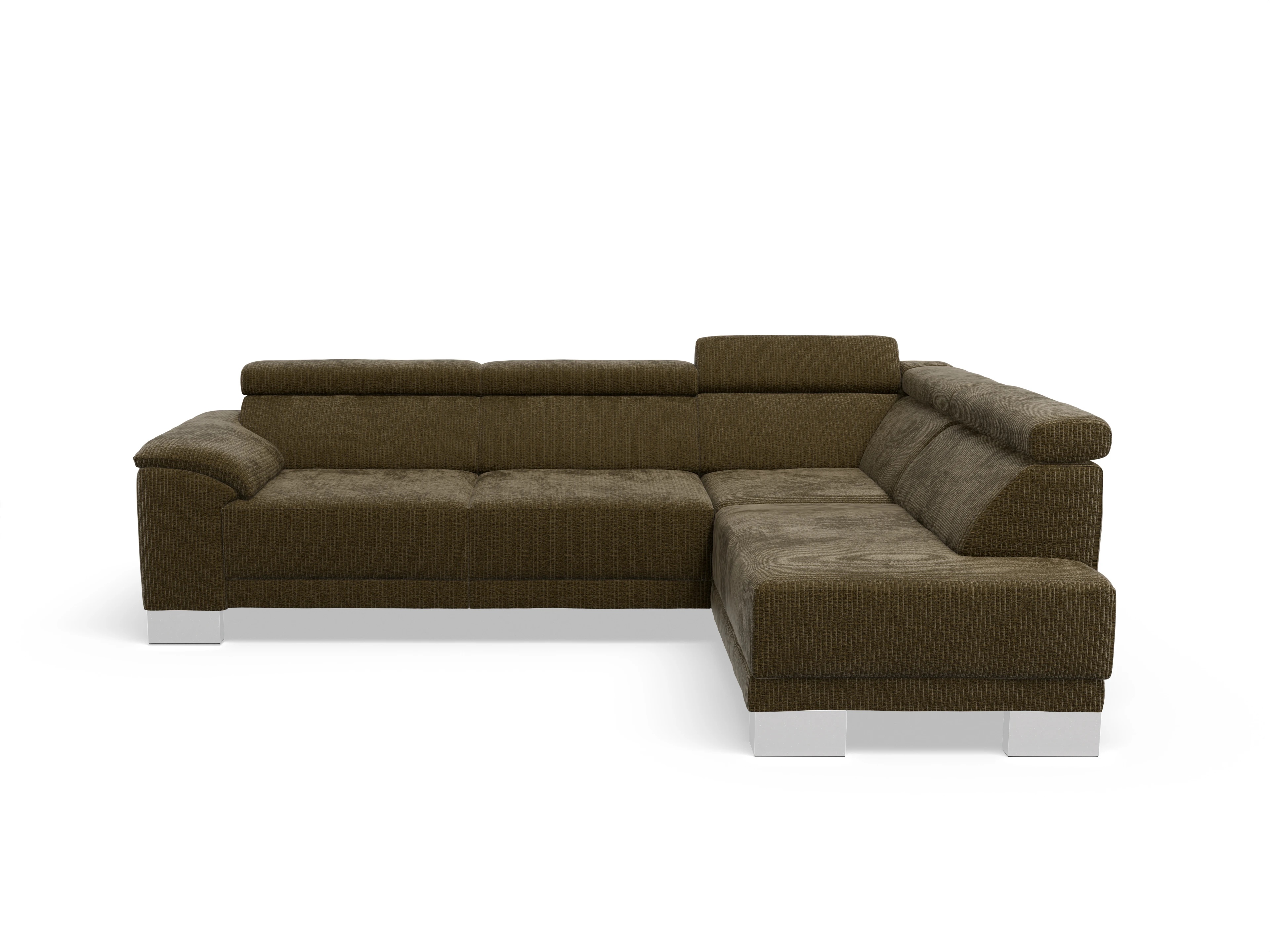 Antonio Ecksofa UM Medium R Ansicht des Produktes Antonio Ecksofa rechts Abschluss offen in Stoff Braun