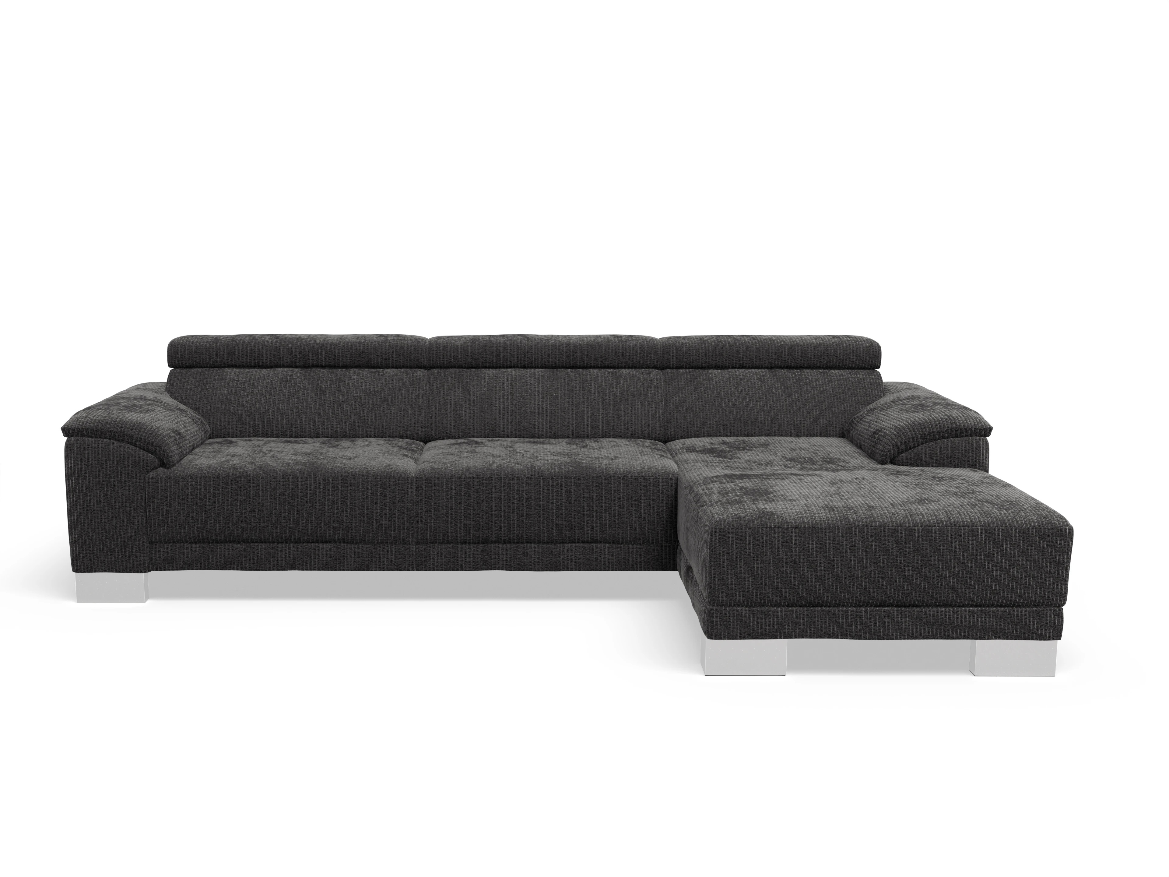 Antonio Ecksofa LO Large R Ansicht des Produktes Antonio Ecksofa rechts Abschluss offen in Stoff Grau