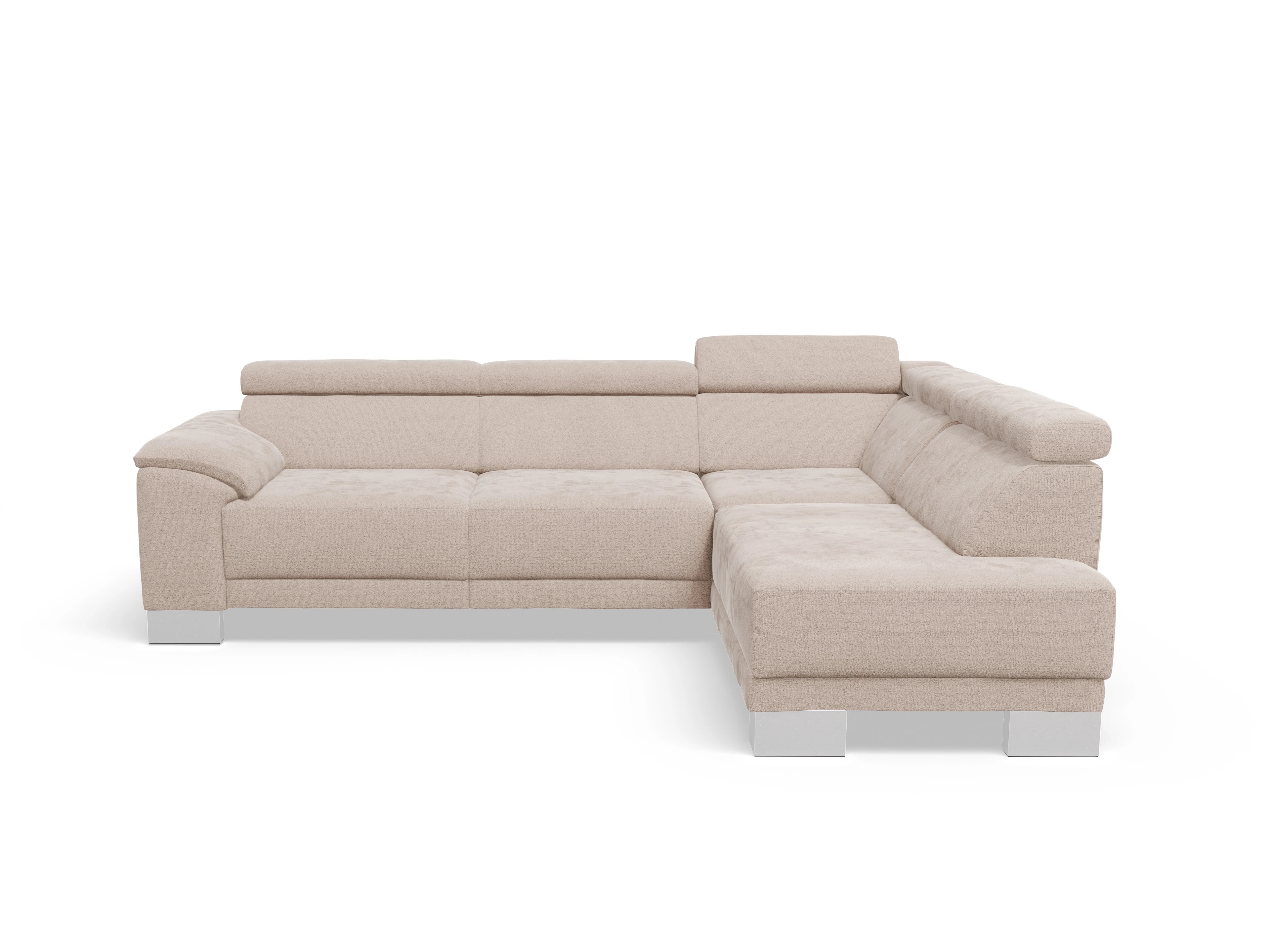 Antonio Ecksofa UM Medium R Ansicht des Produktes Antonio Ecksofa rechts Abschluss offen in Stoff Beige