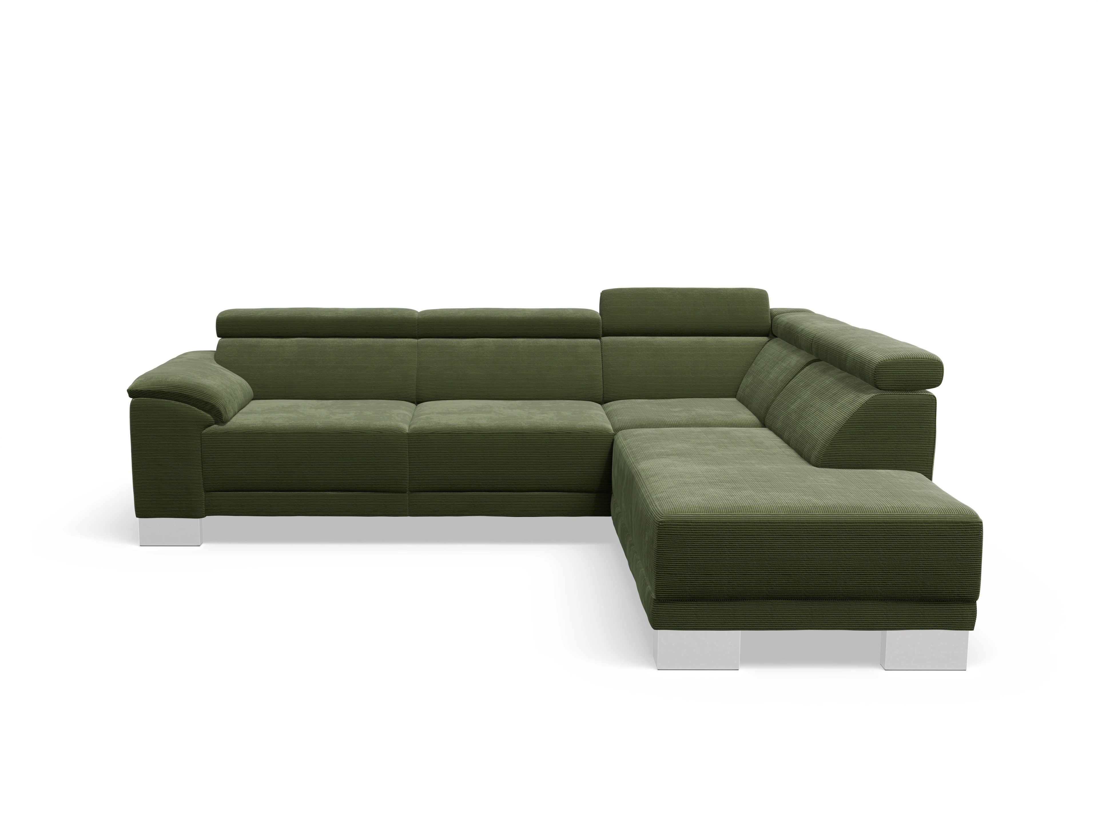 Antonio Ecksofa UM Medium Plus R Ansicht des Produktes Antonio Ecksofa rechts Abschluss offen in Stoff Grün