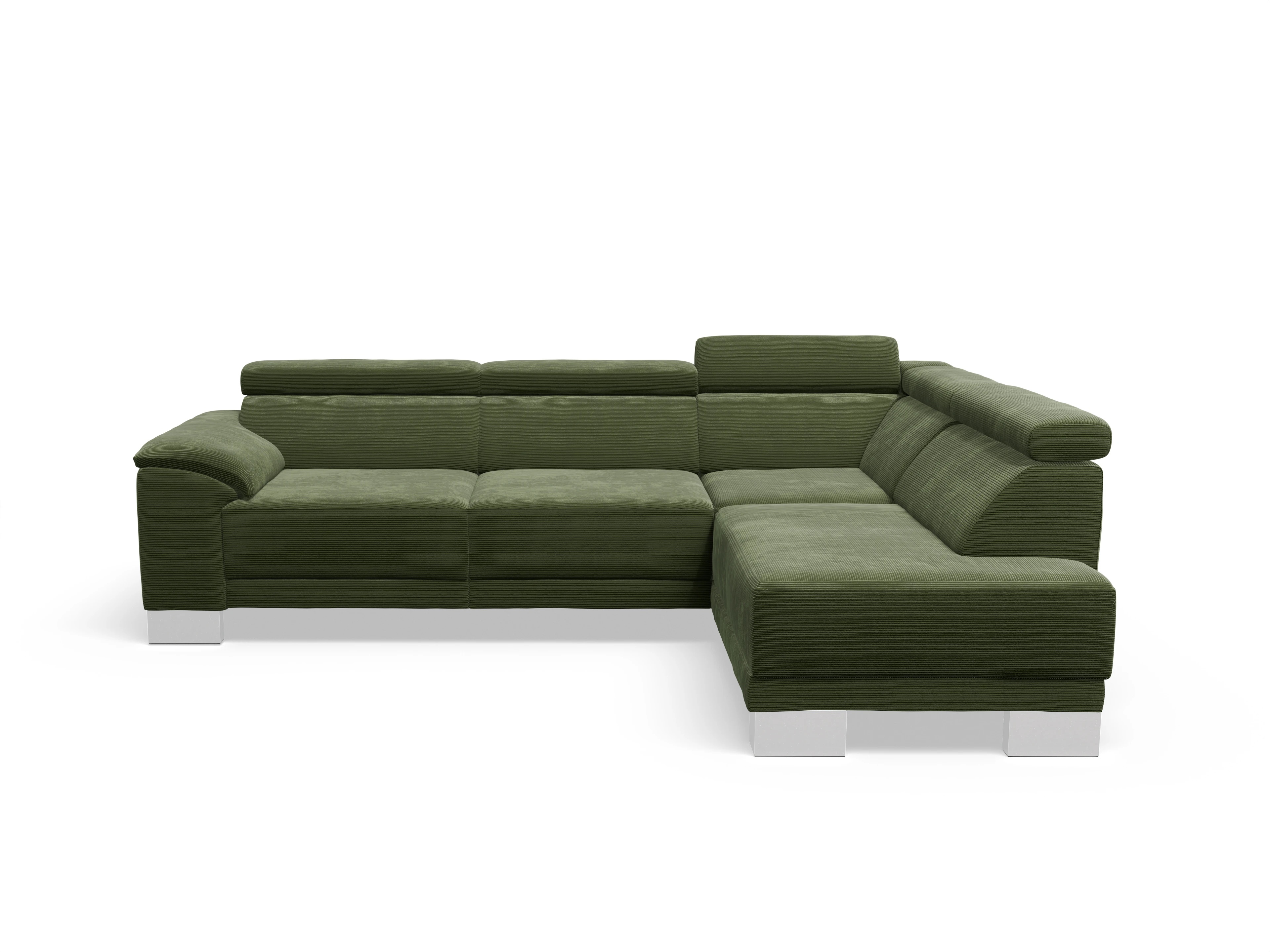 Ansicht des Produktes Antonio Ecksofa rechts Abschluss offen in Stoff Grün