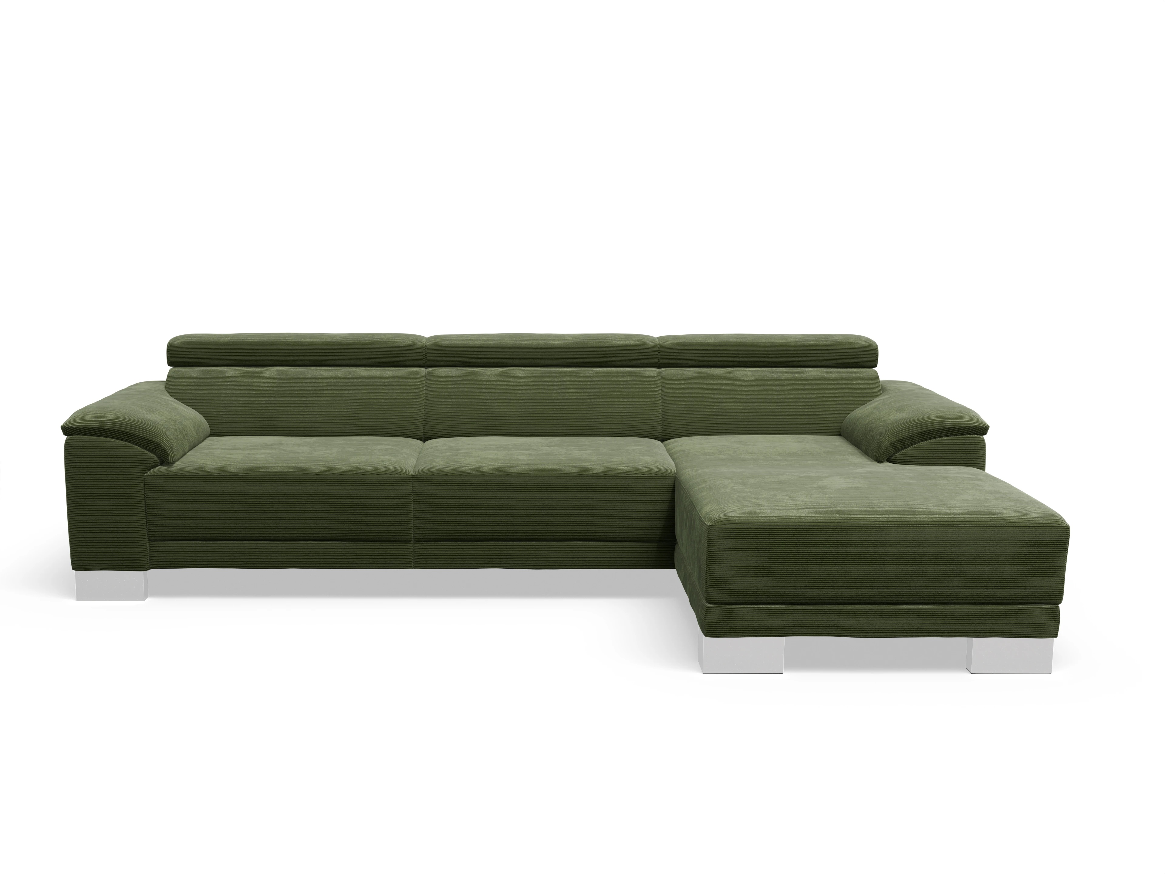 Ansicht des Produktes Antonio Ecksofa rechts Abschluss offen in Stoff Grün