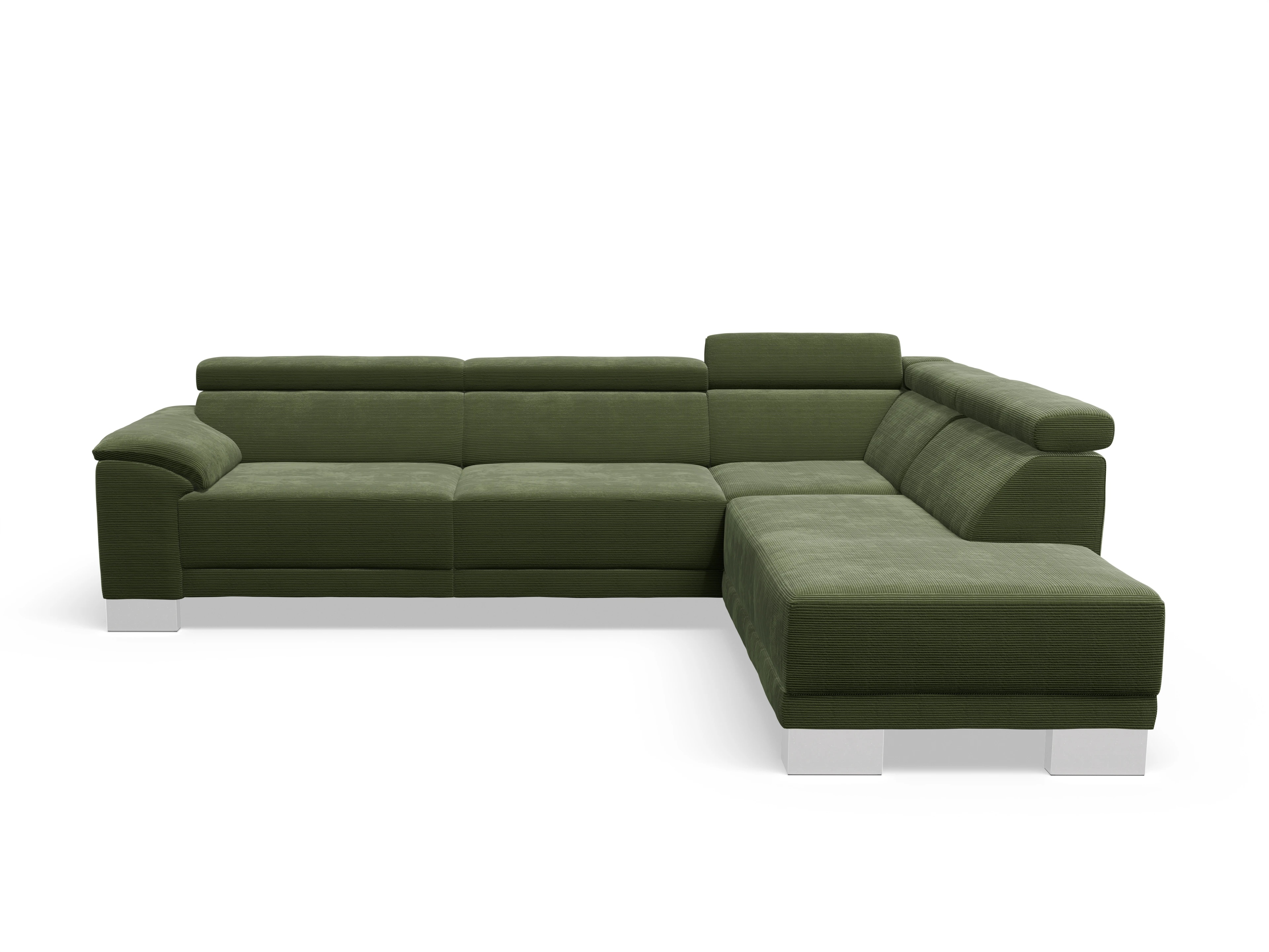 Antonio Ecksofa UM Large Plus R Ansicht des Produktes Antonio Ecksofa rechts Abschluss offen in Stoff Grün