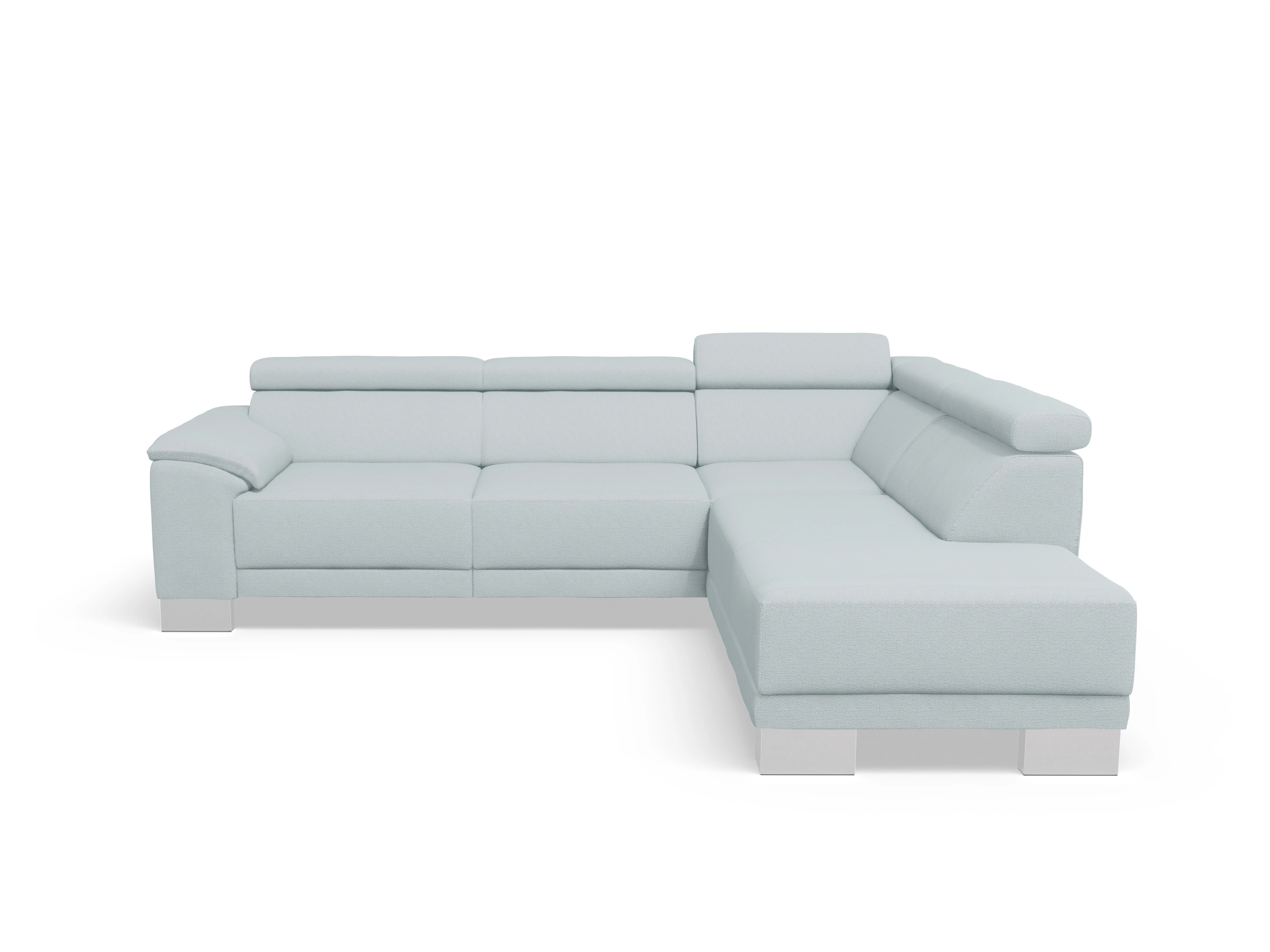 Antonio Ecksofa UM Medium Plus R Ansicht des Produktes Antonio Ecksofa rechts Abschluss offen in Stoff Blau