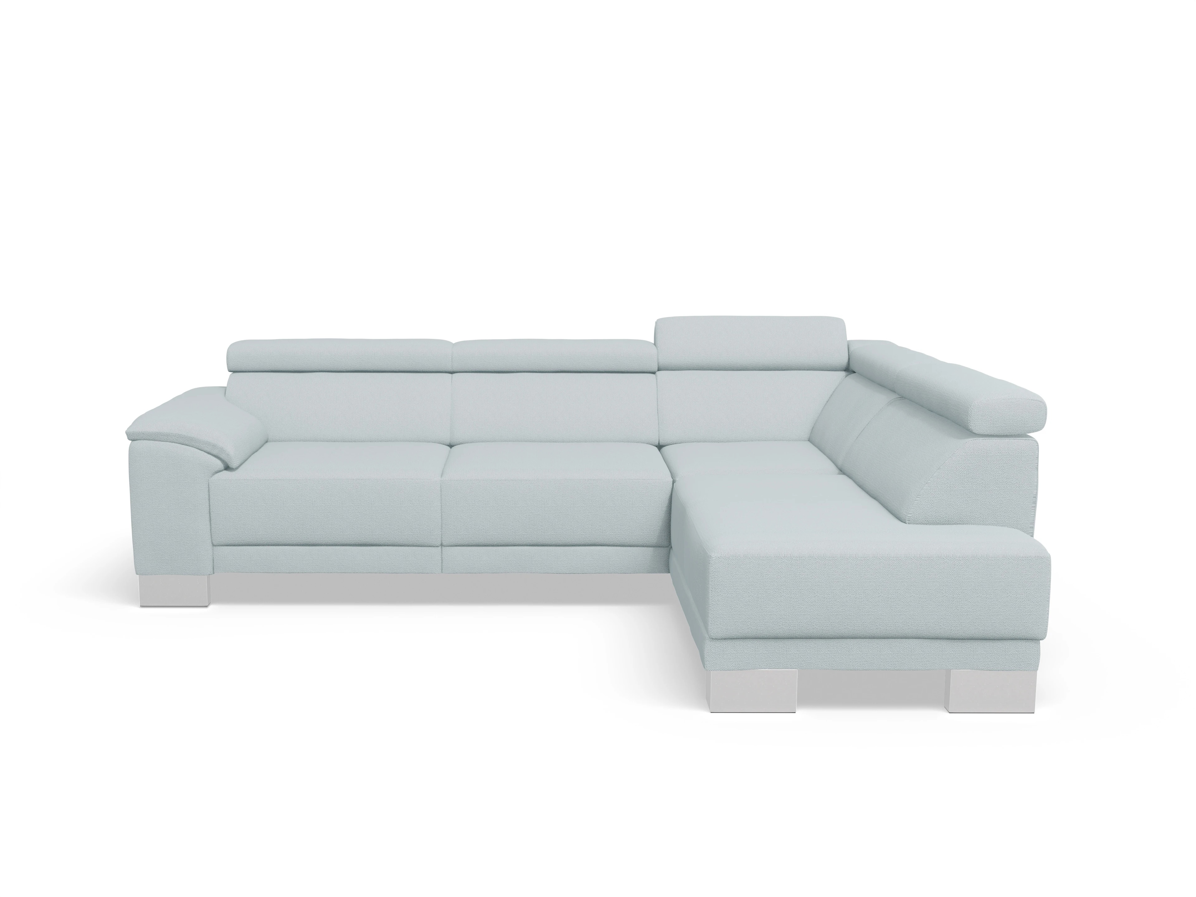 Ansicht des Produktes Antonio Ecksofa rechts Abschluss offen in Stoff Blau