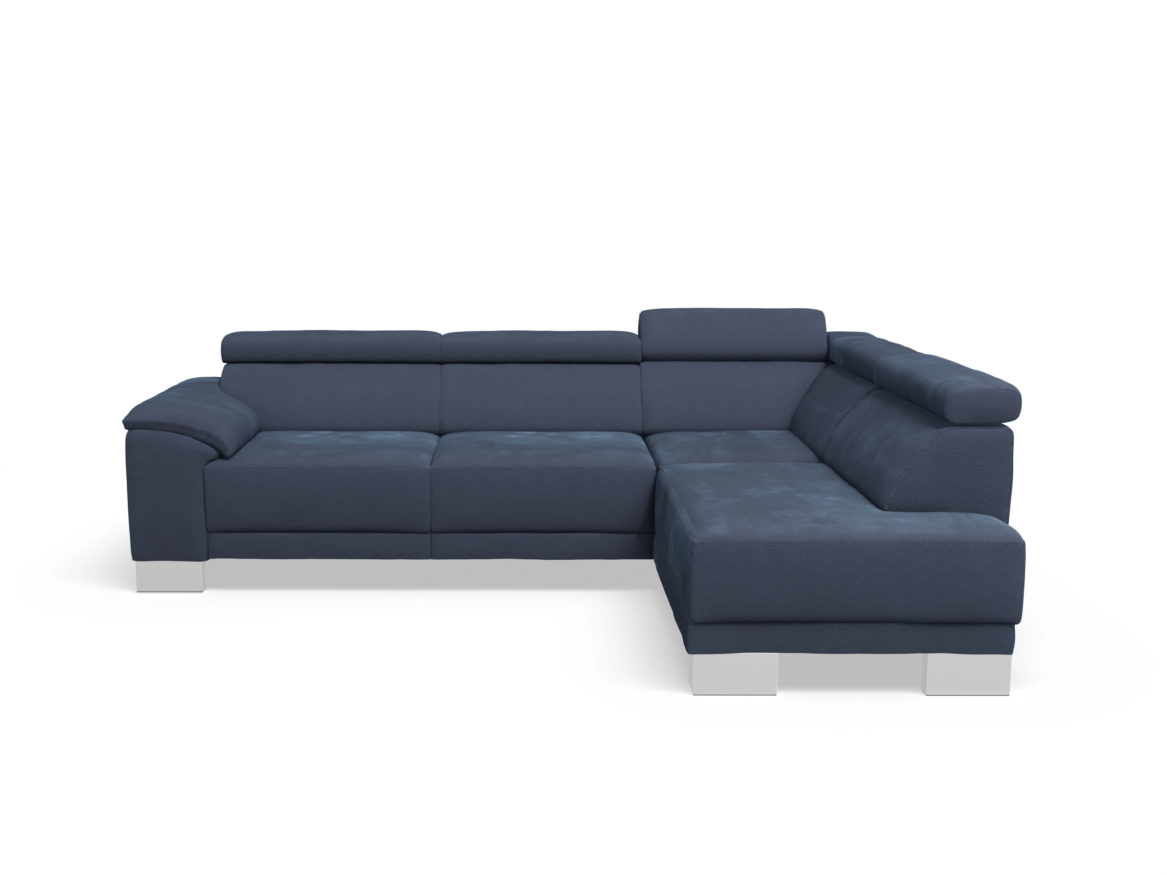 Antonio Ecksofa UM Medium R Ansicht des Produktes Antonio Ecksofa rechts Abschluss offen in Stoff Blau