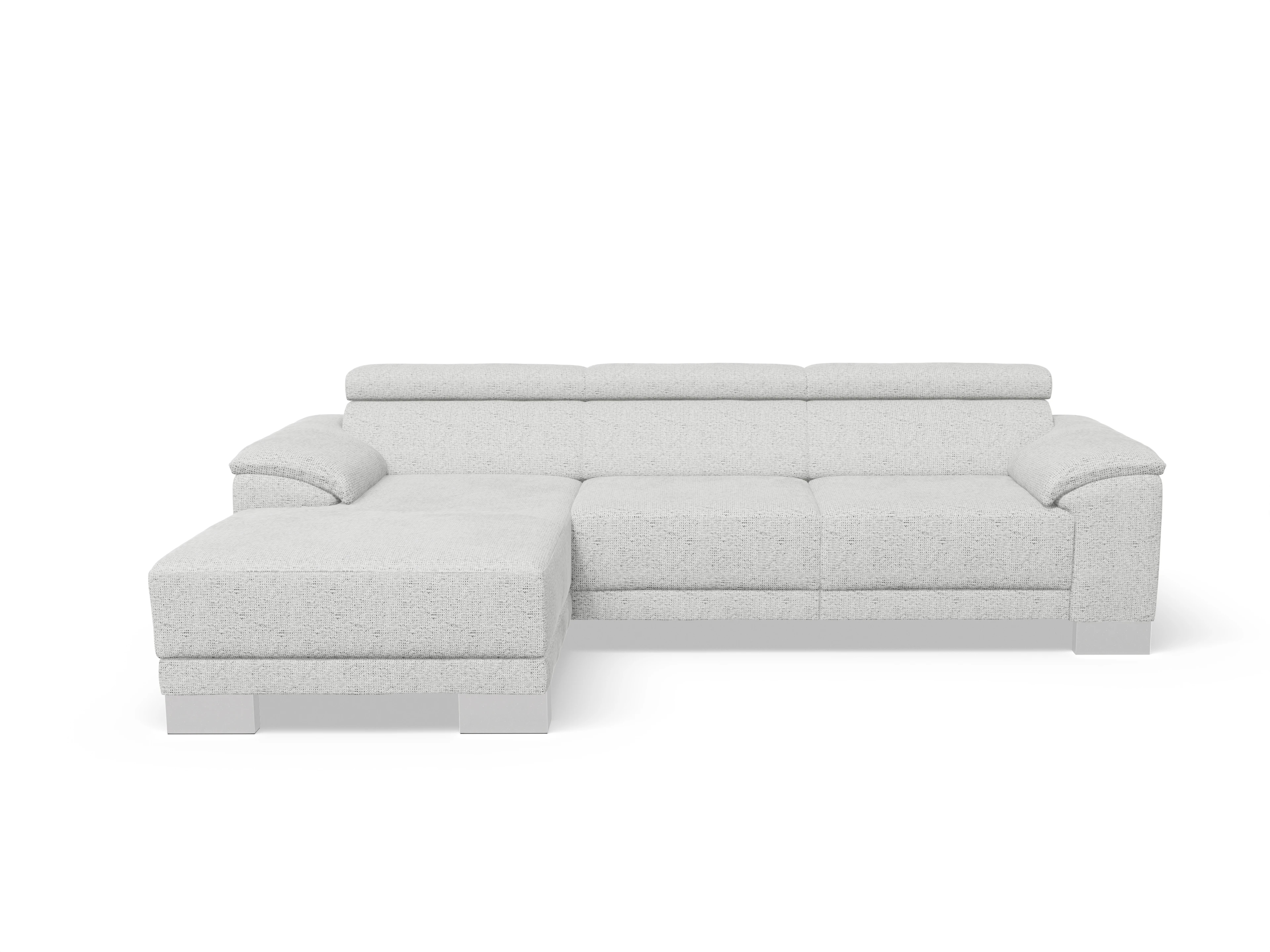 Ansicht des Produktes Antonio Ecksofa links Abschluss offen in Stoff Grau