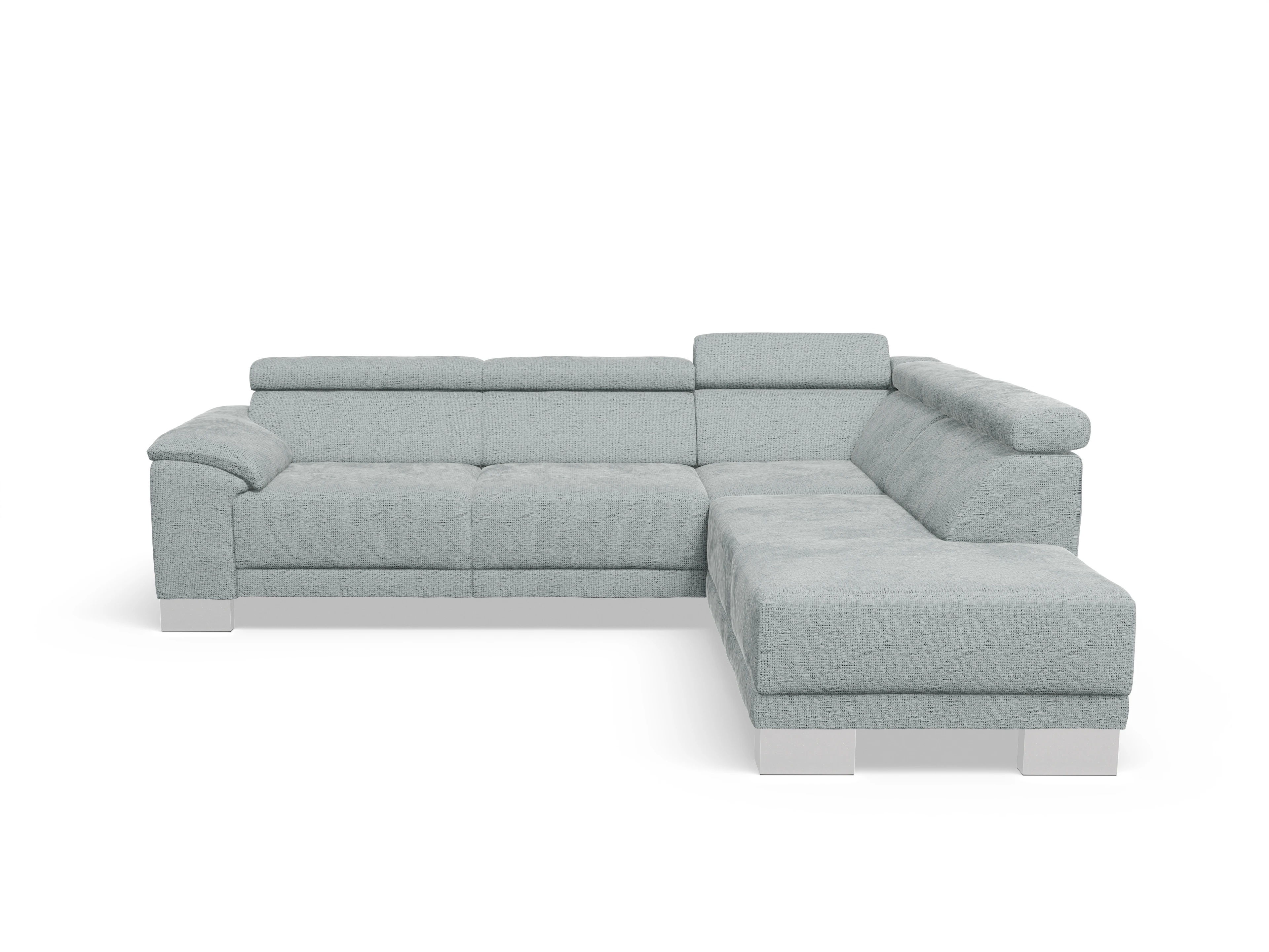 Antonio Ecksofa UM Medium Plus R Ansicht des Produktes Antonio Ecksofa rechts Abschluss offen in Stoff Grau