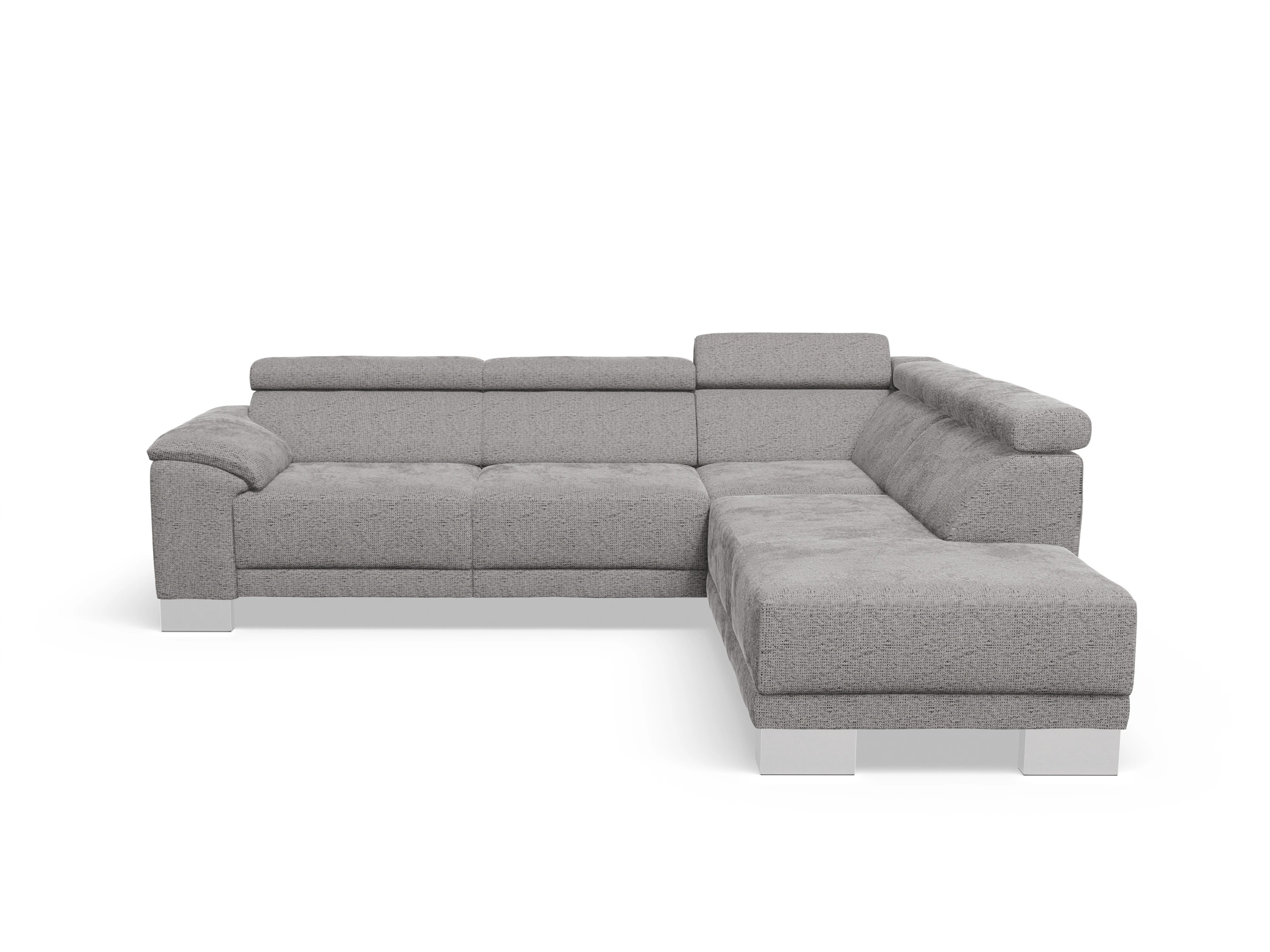 Antonio Ecksofa UM Medium Plus R Ansicht des Produktes Antonio Ecksofa rechts Abschluss offen in Stoff Grau