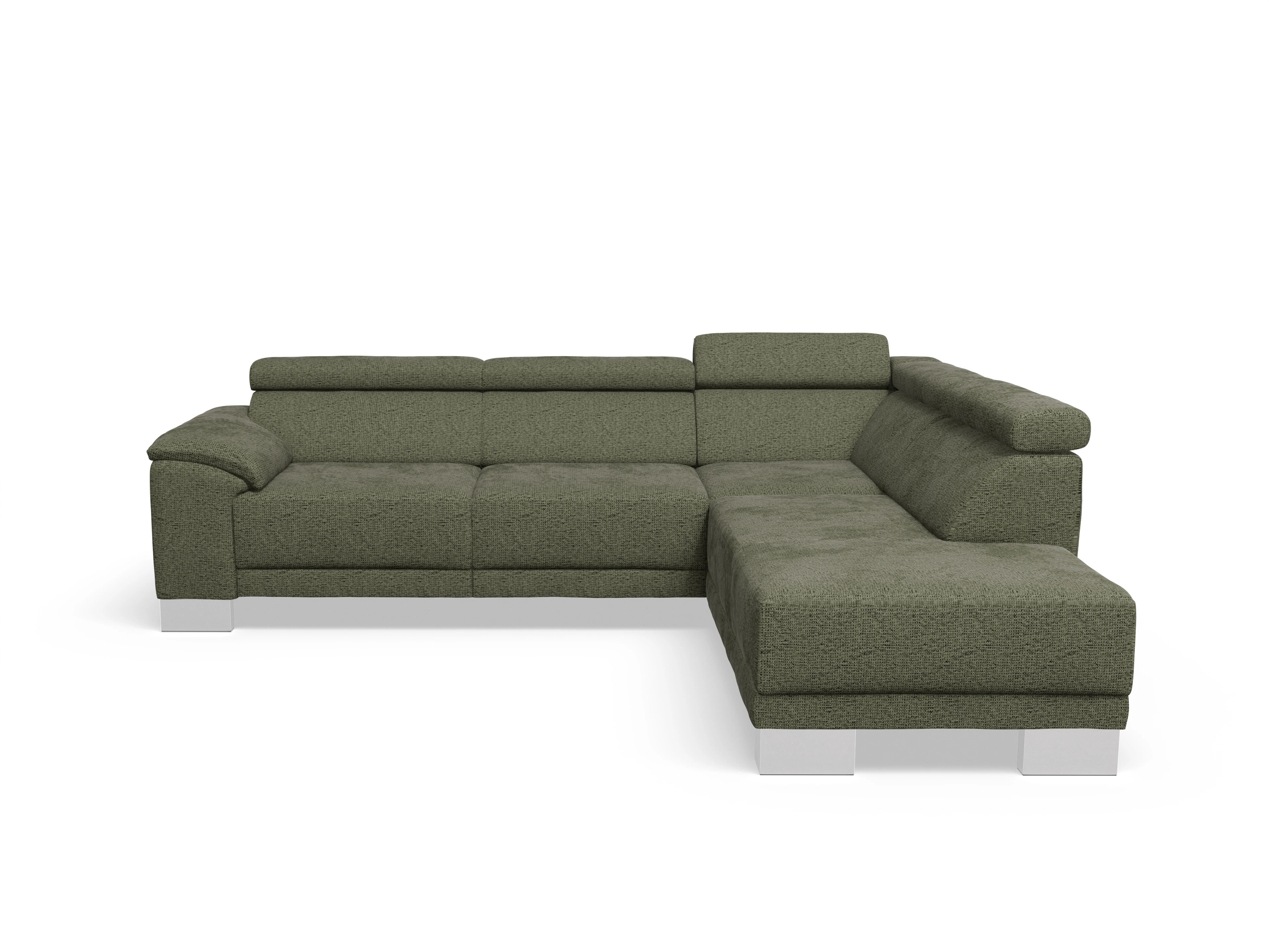 Antonio Ecksofa UM Medium Plus R Ansicht des Produktes Antonio Ecksofa rechts Abschluss offen in Stoff Grün