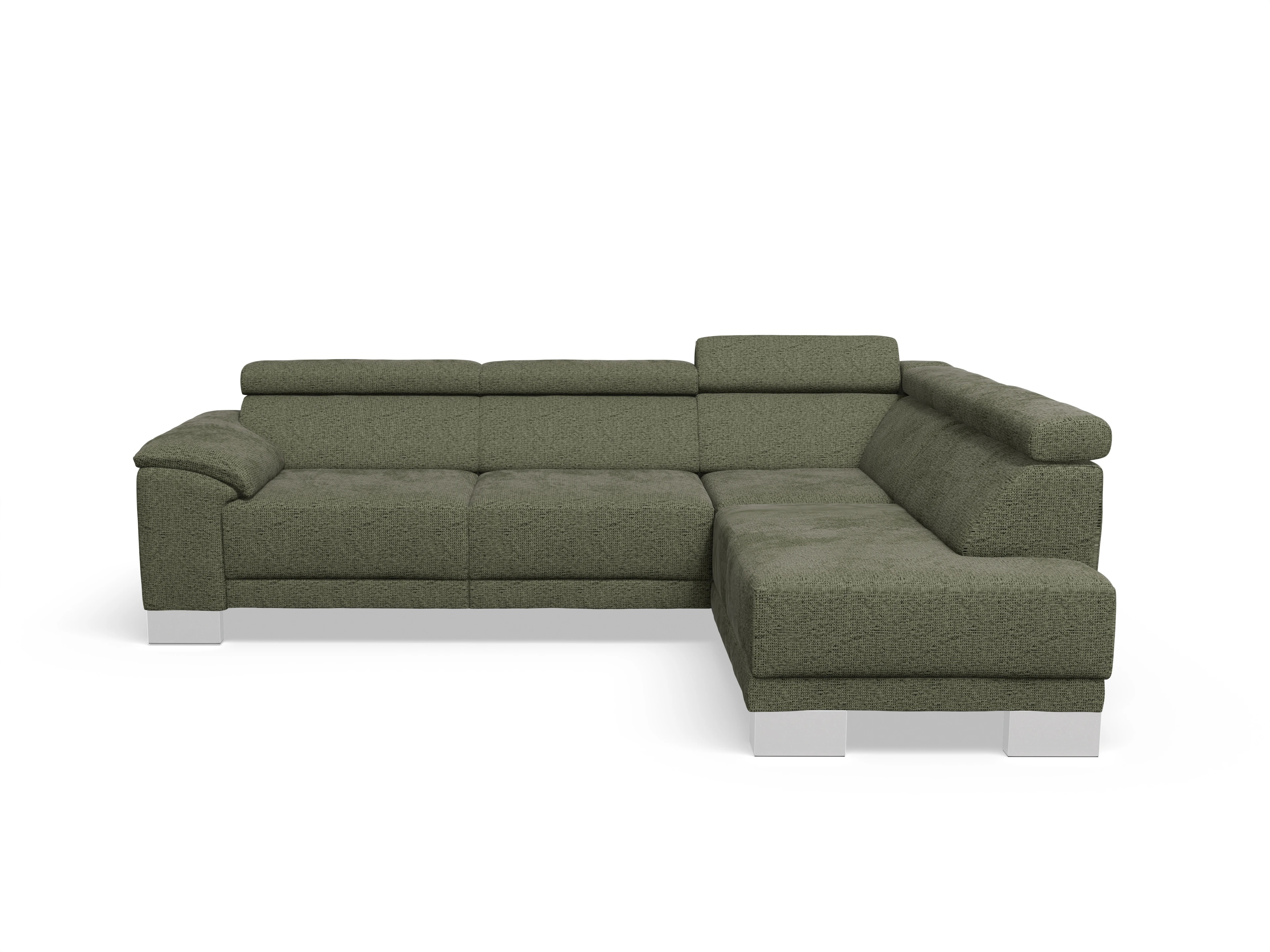 Ansicht des Produktes Antonio Ecksofa rechts Abschluss offen in Stoff Grün
