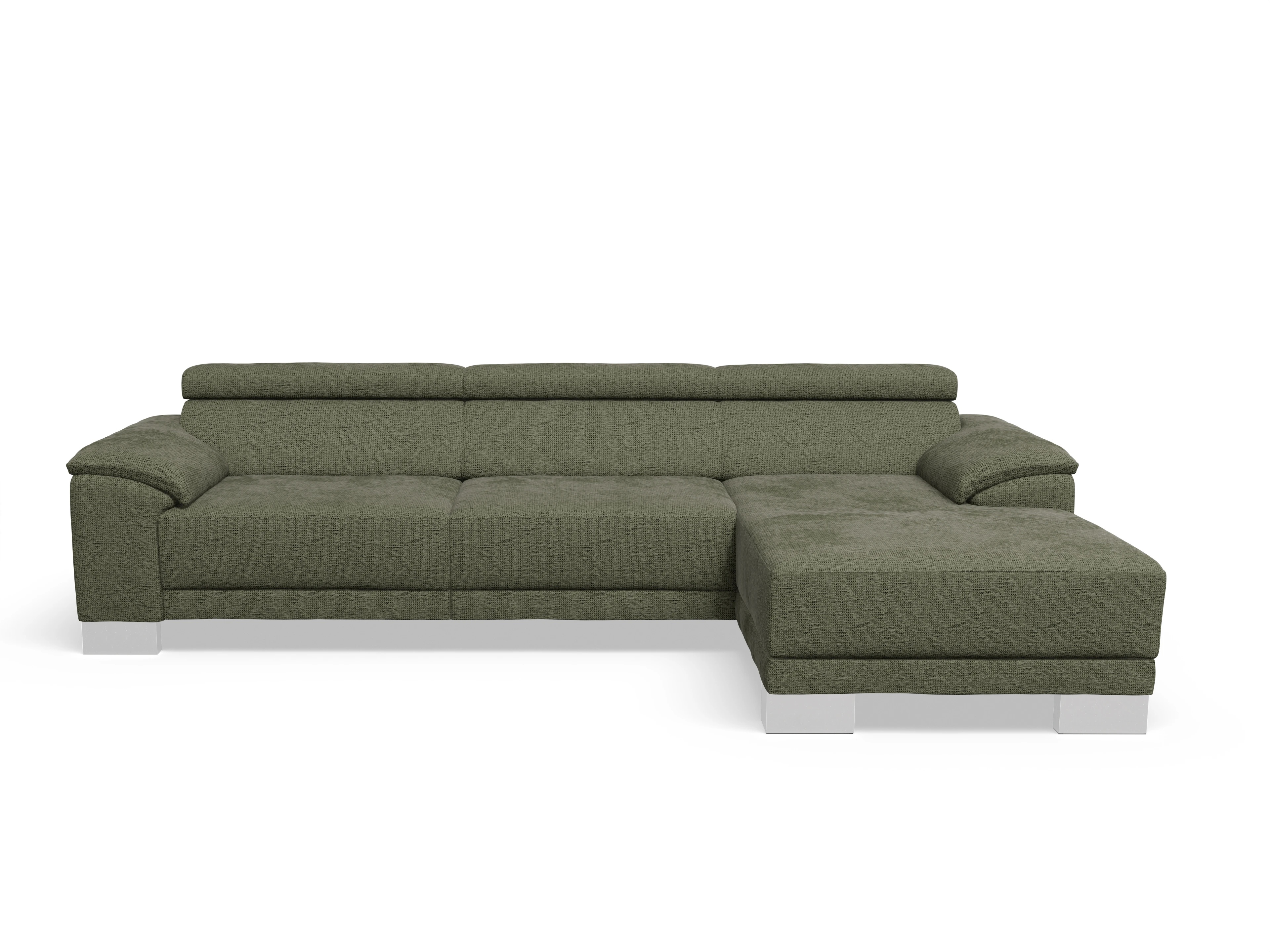 Ansicht des Produktes Antonio Ecksofa rechts Abschluss offen in Stoff Grün