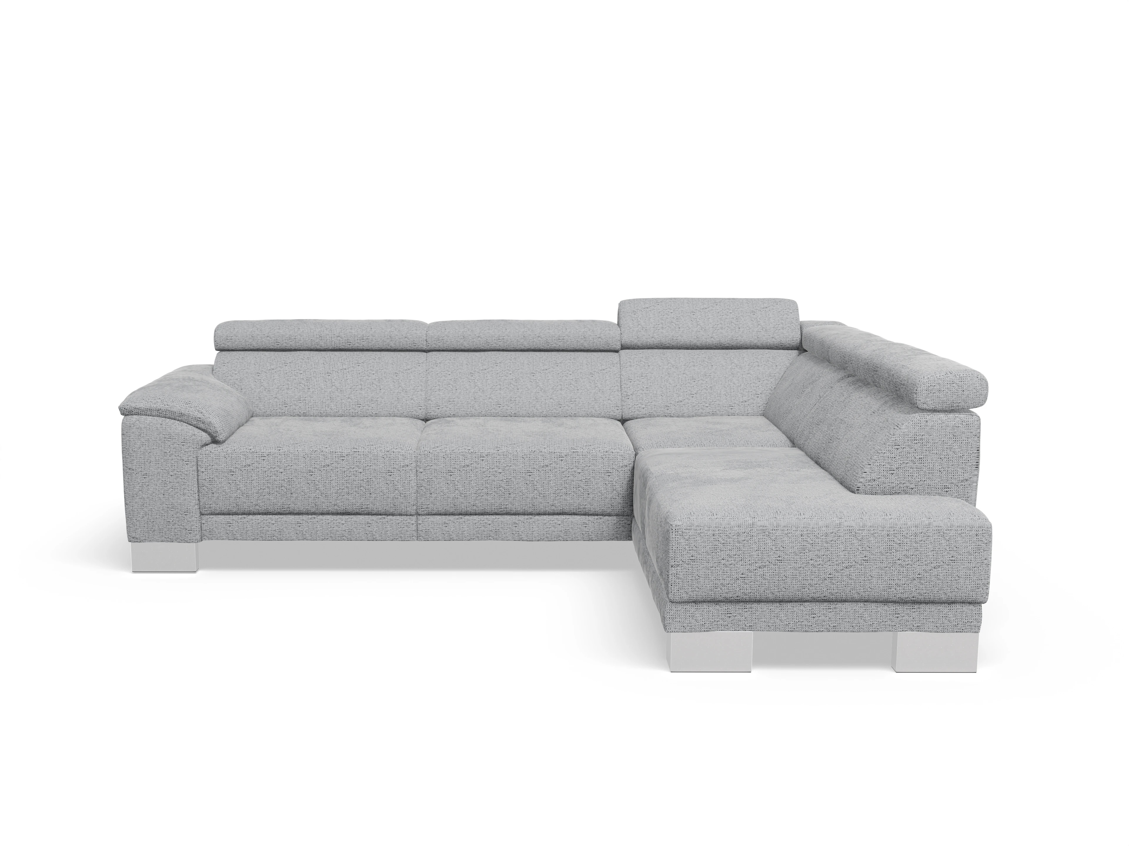 Antonio Ecksofa UM Medium R Ansicht des Produktes Antonio Ecksofa rechts Abschluss offen in Stoff Grau