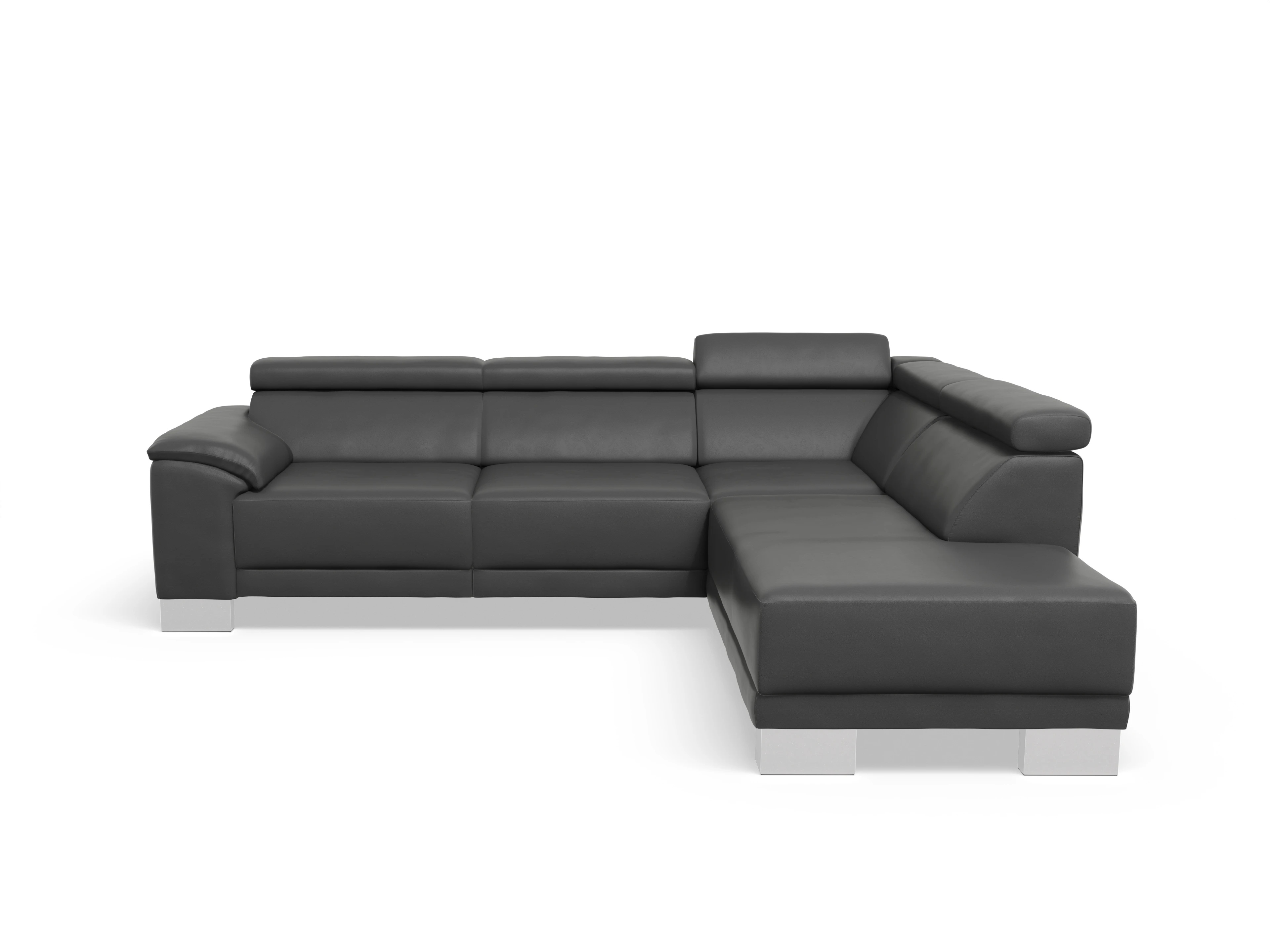 Ansicht des Produktes Antonio Ecksofa rechts Abschluss offen in Leder Grau