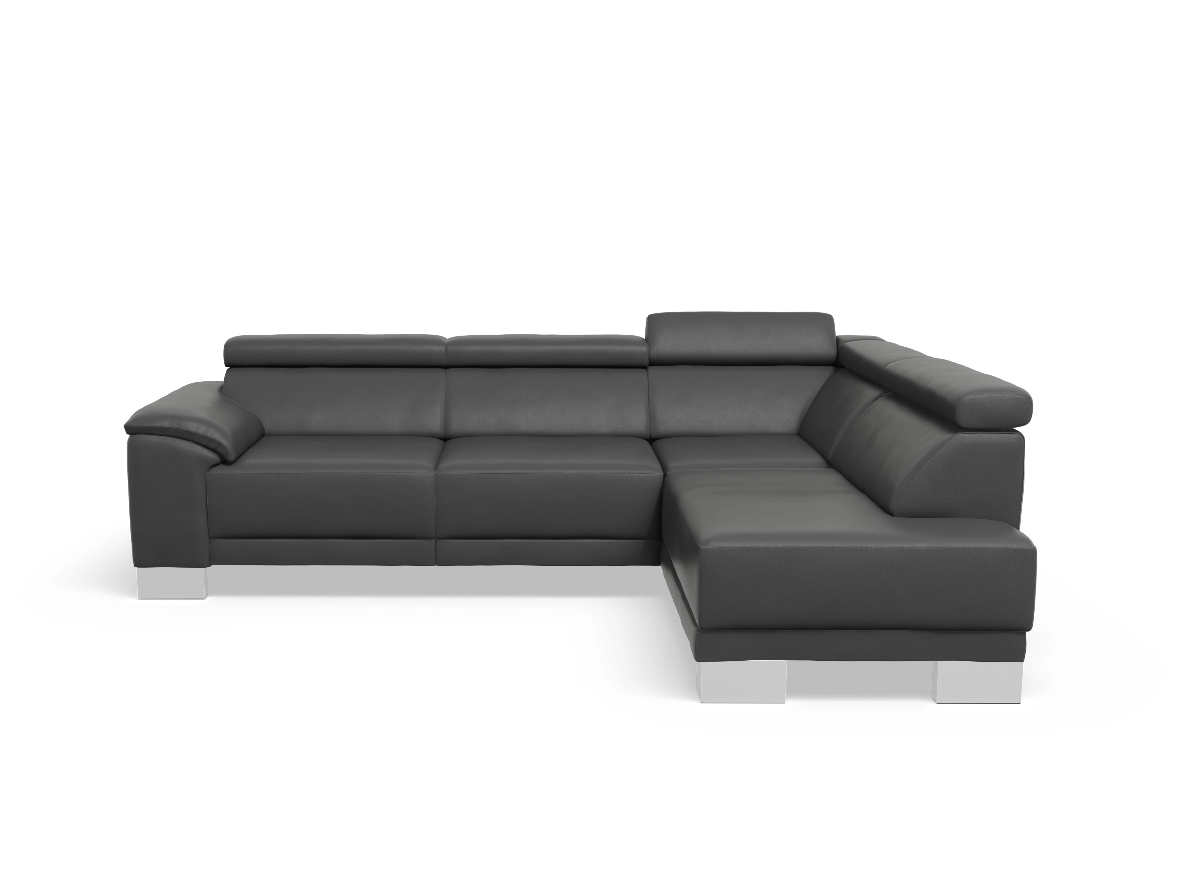 Ansicht des Produktes Antonio Ecksofa rechts Abschluss offen in Leder Grau