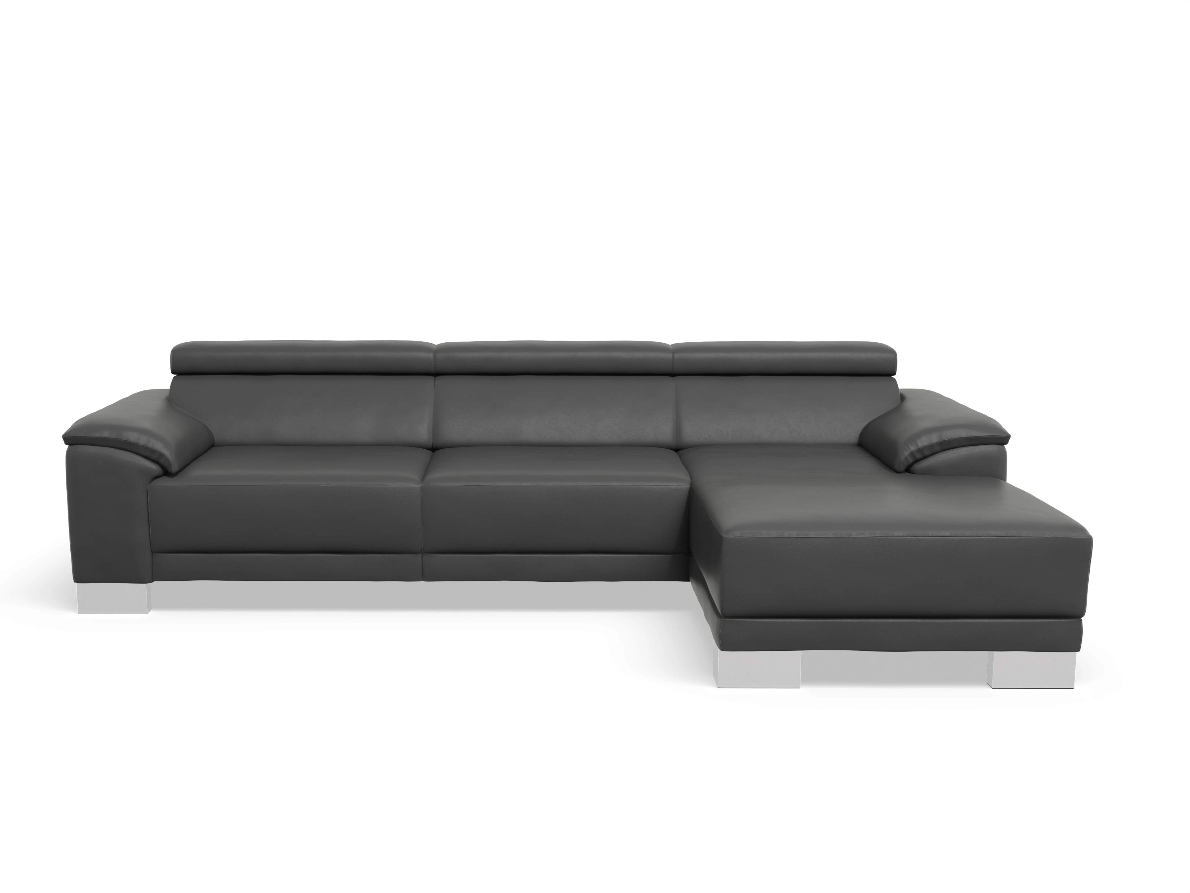 Ansicht des Produktes Antonio Ecksofa rechts Abschluss offen in Leder Grau