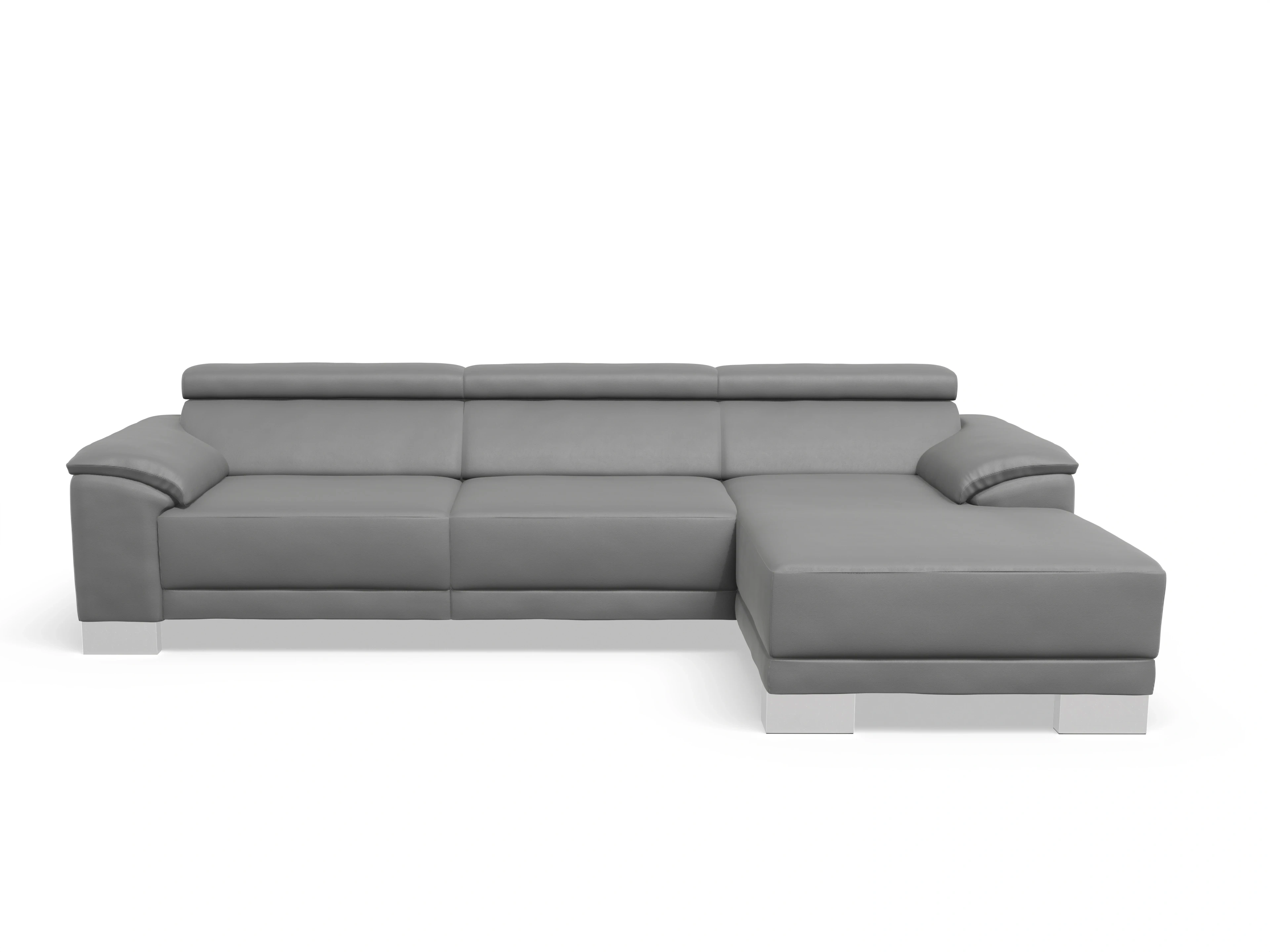 Antonio Ecksofa LO Large R Ansicht des Produktes Antonio Ecksofa rechts Abschluss offen in Leder Grau