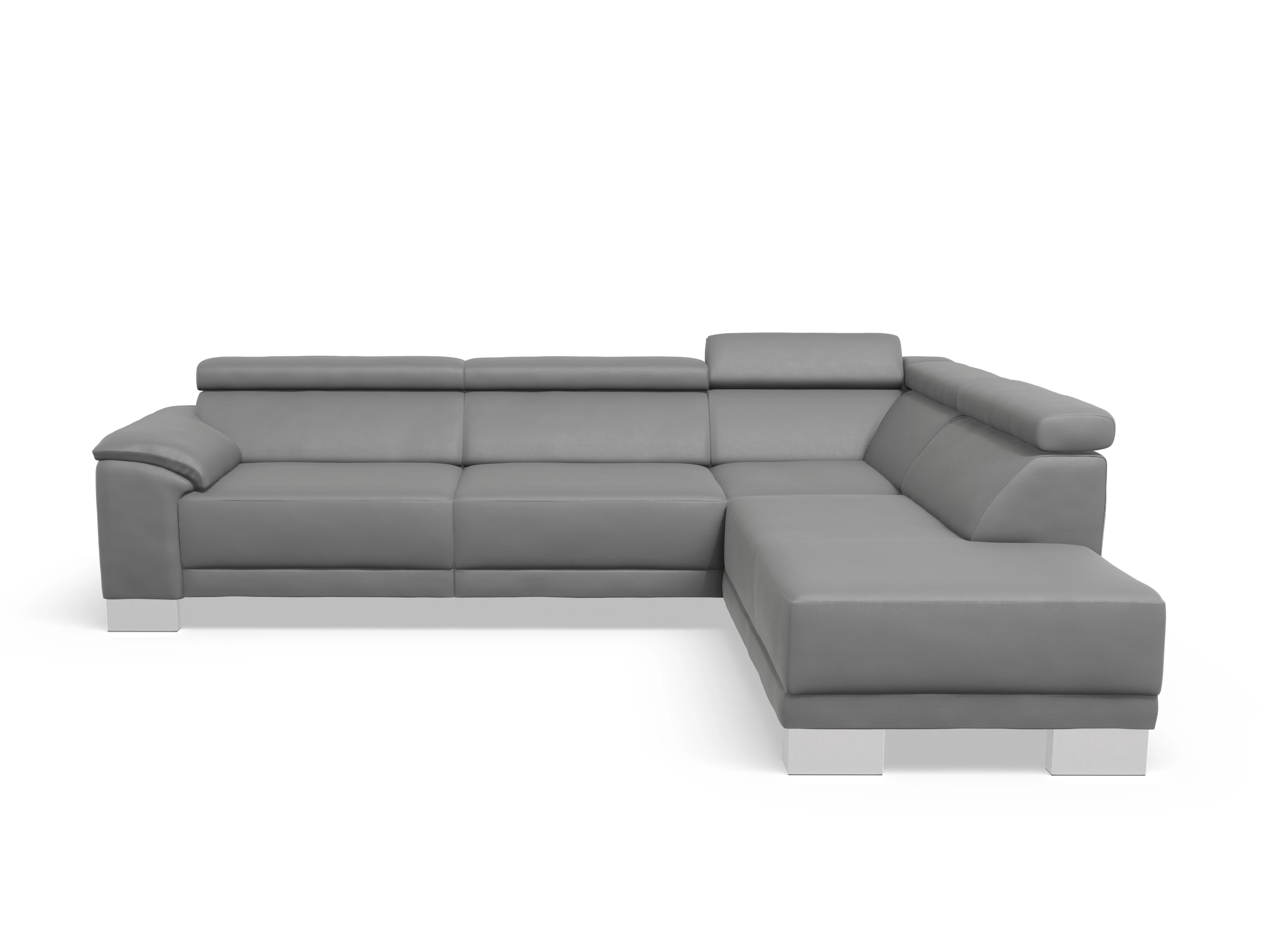 Antonio Ecksofa UM Large Plus R Ansicht des Produktes Antonio Ecksofa rechts Abschluss offen in Leder Grau