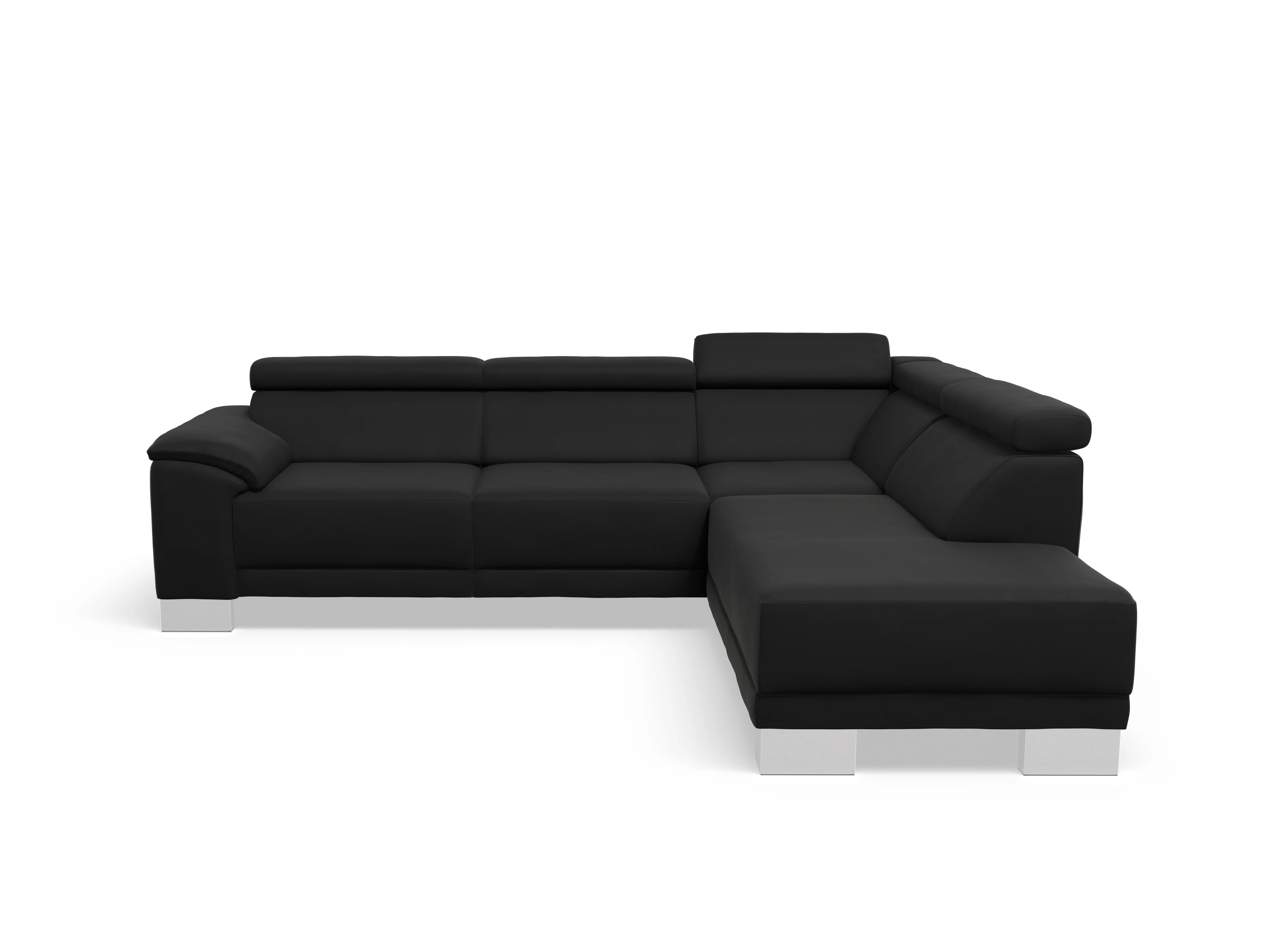 Antonio Ecksofa UM Medium Plus R Ansicht des Produktes Antonio Ecksofa rechts Abschluss offen in Leder Schwarz