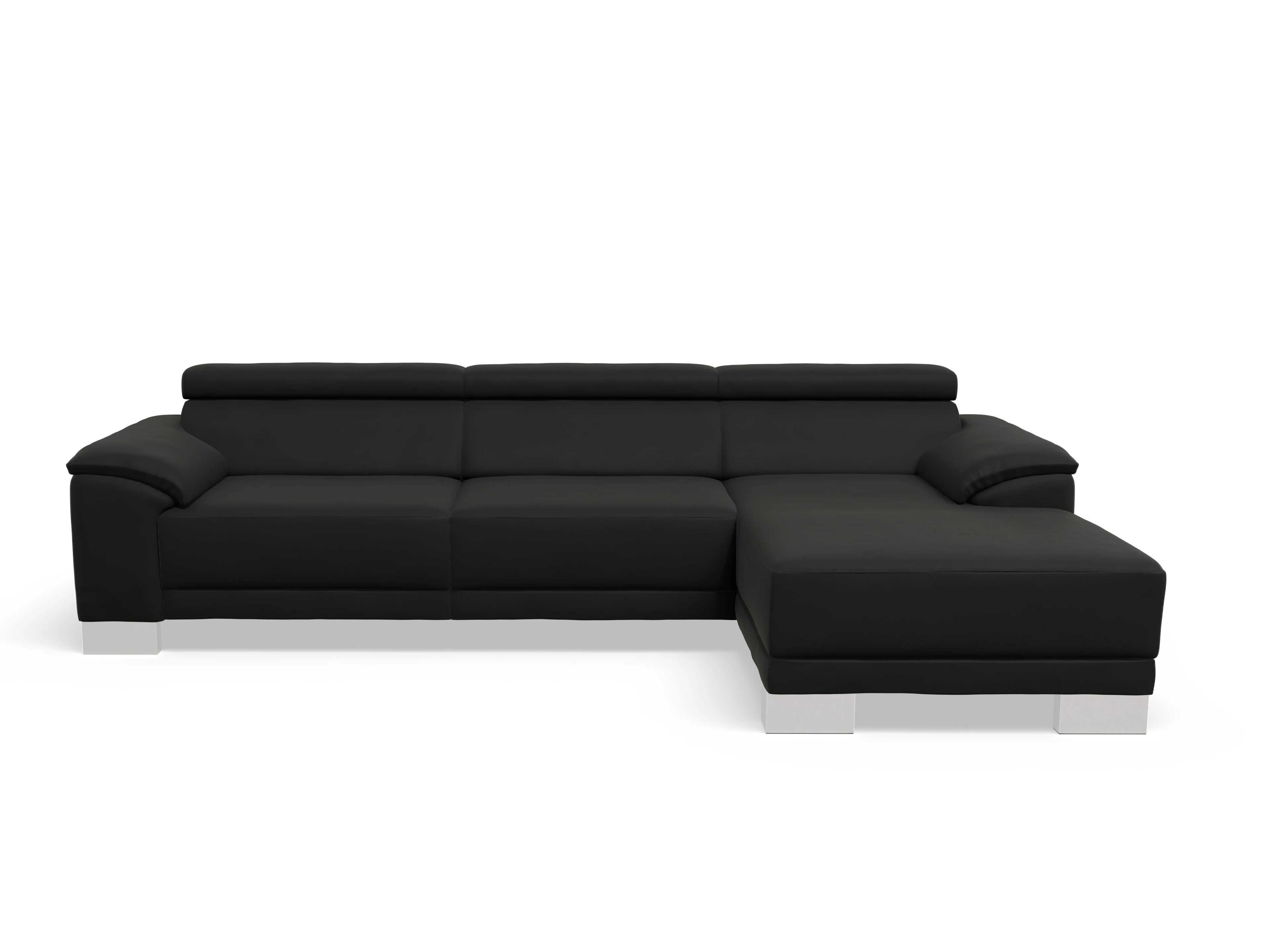 Ansicht des Produktes Antonio Ecksofa rechts Abschluss offen in Leder Schwarz