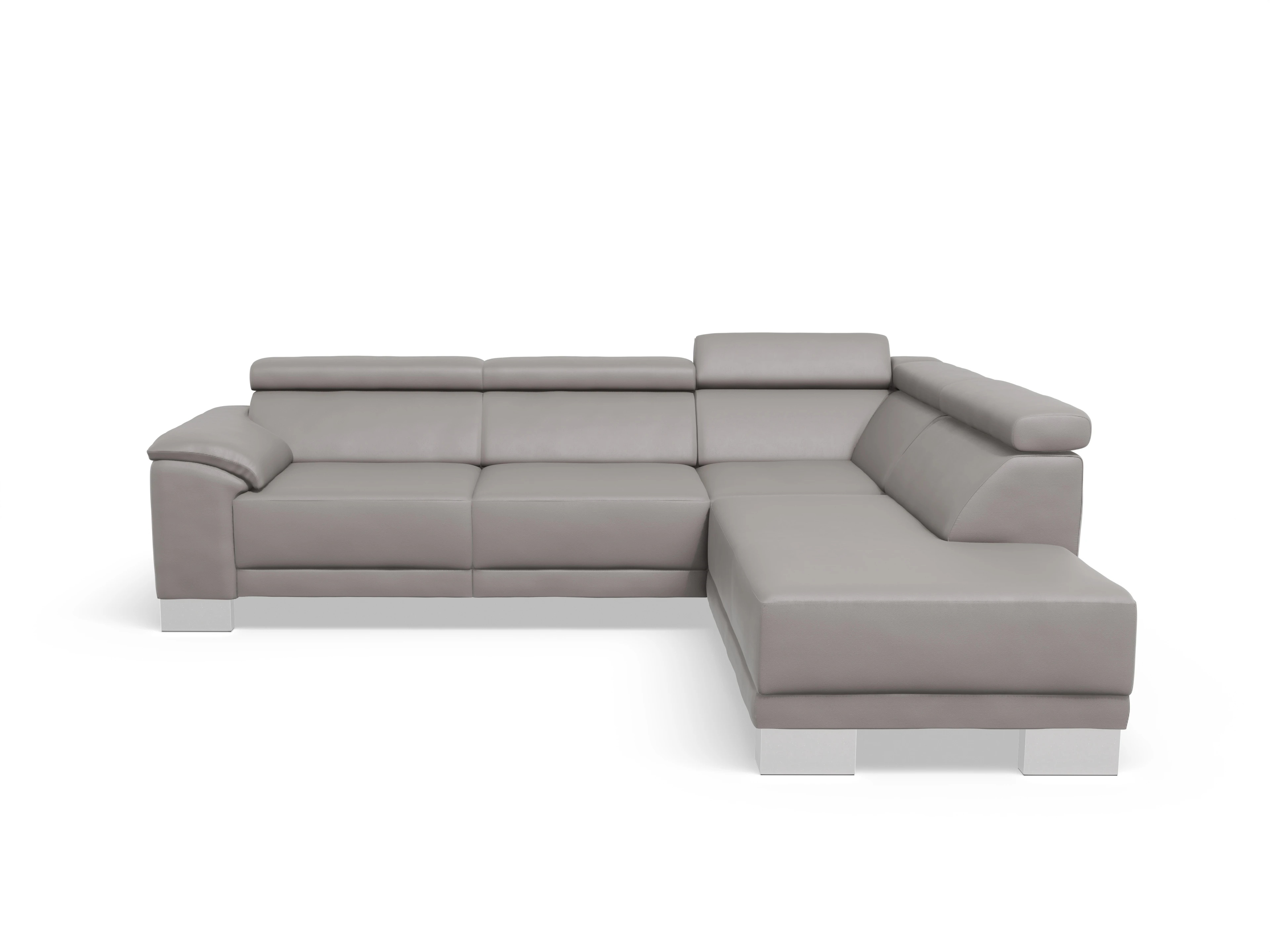 Antonio Ecksofa UM Medium Plus R Ansicht des Produktes Antonio Ecksofa rechts Abschluss offen in Leder Grau