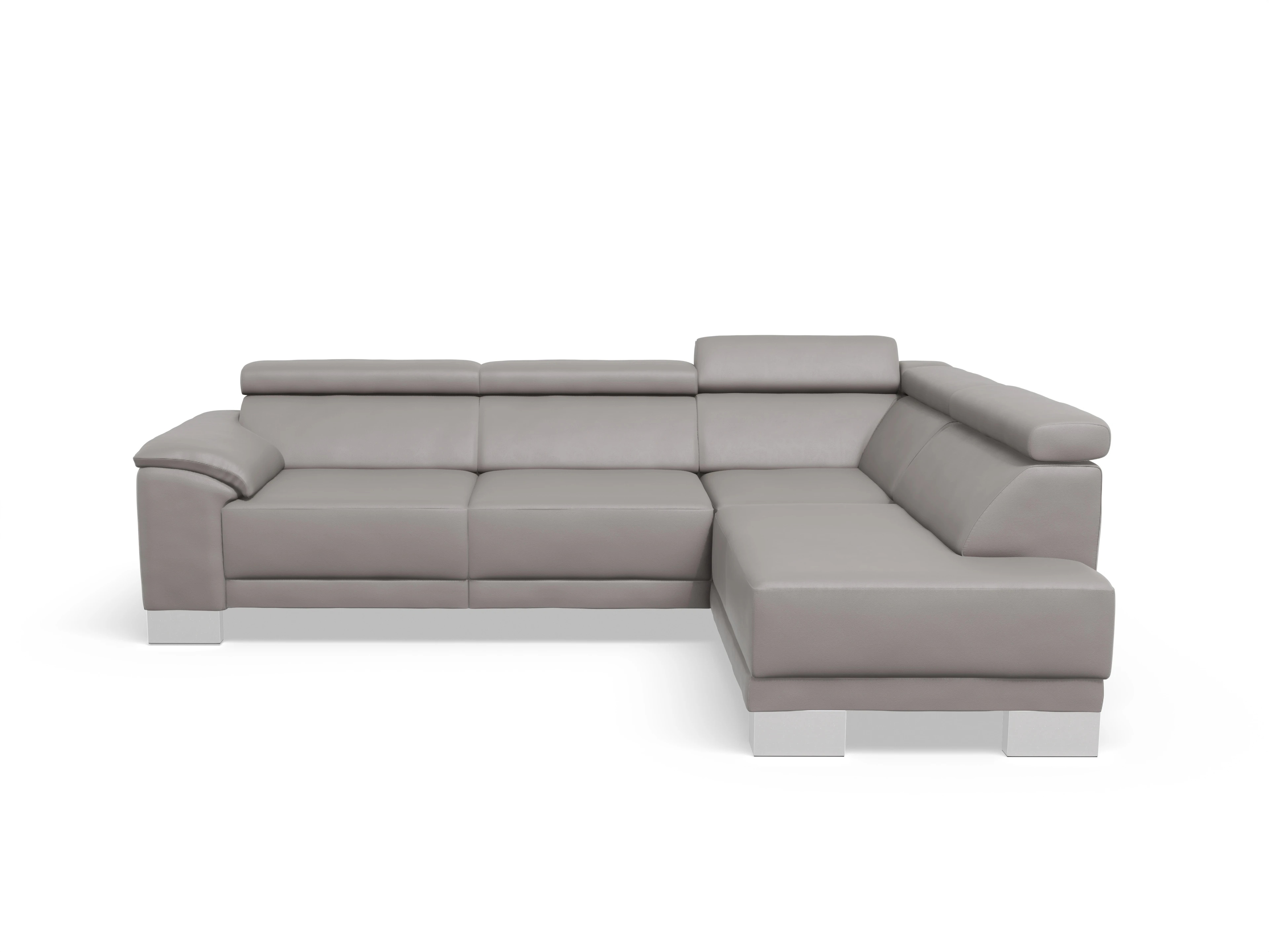 Antonio Ecksofa UM Medium R Ansicht des Produktes Antonio Ecksofa rechts Abschluss offen in Leder Grau