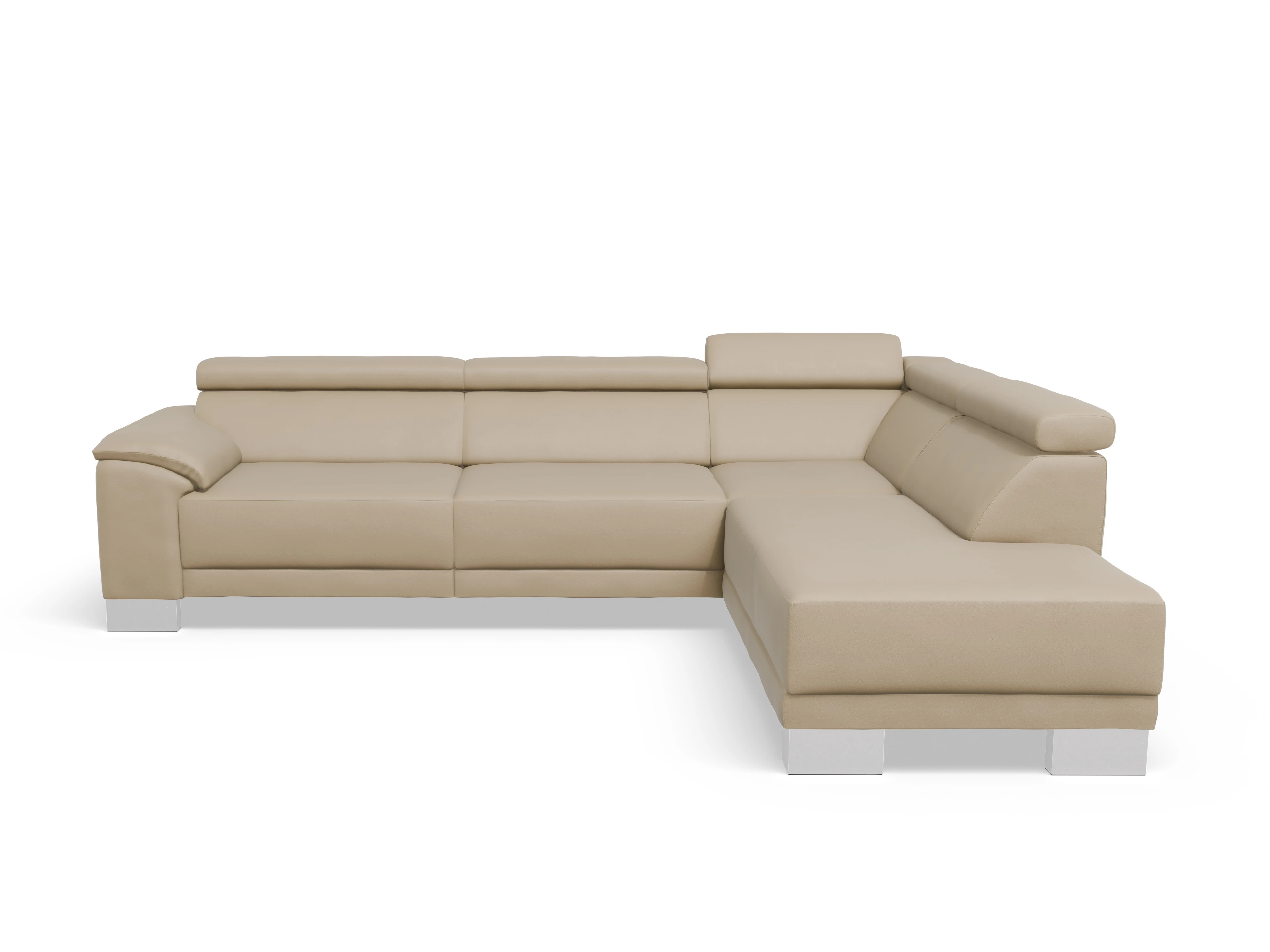 Ansicht des Produktes Antonio Ecksofa rechts Abschluss offen in Leder Beige