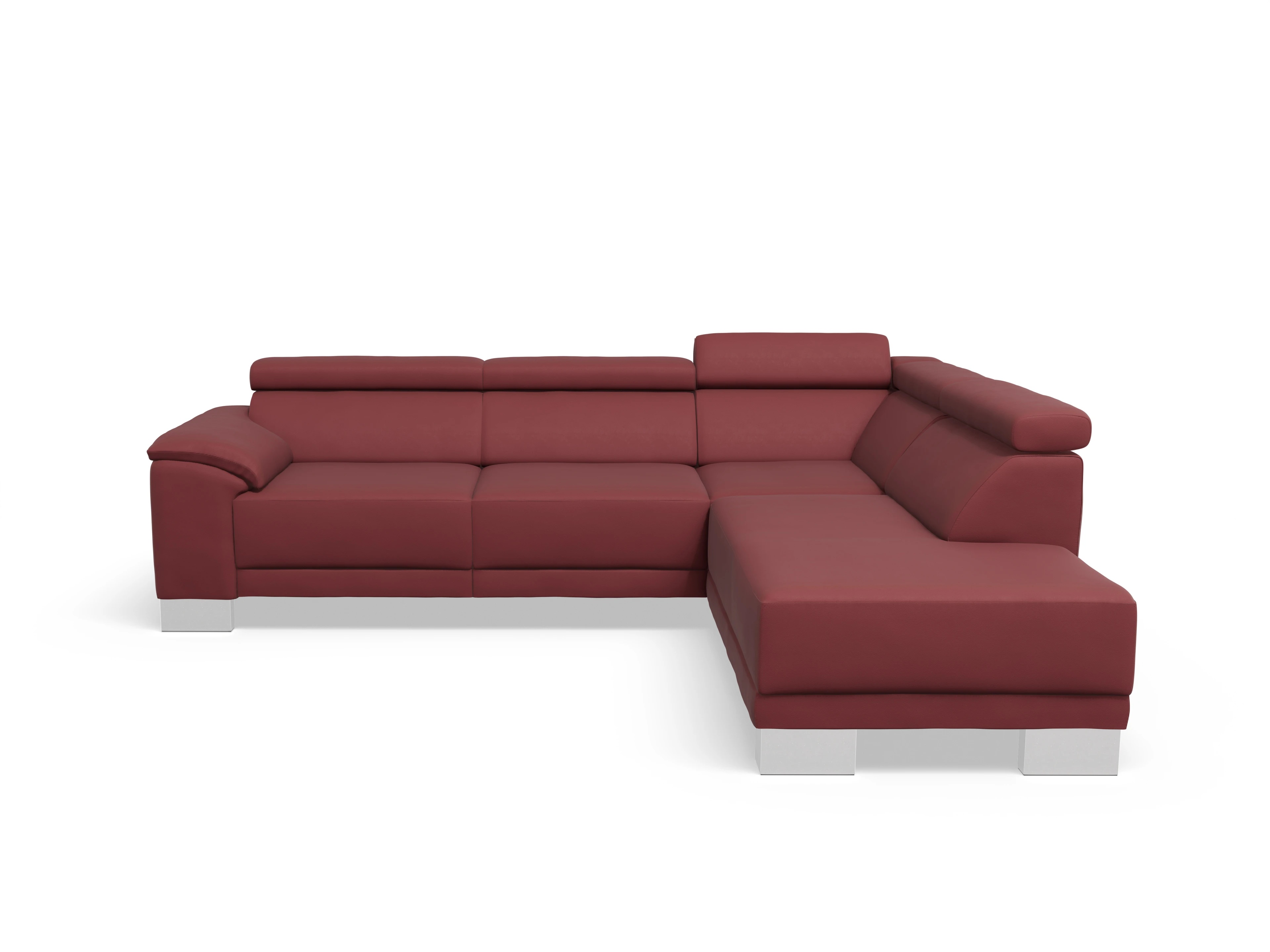 Antonio Ecksofa UM Medium Plus R Ansicht des Produktes Antonio Ecksofa rechts Abschluss offen in Leder Rot