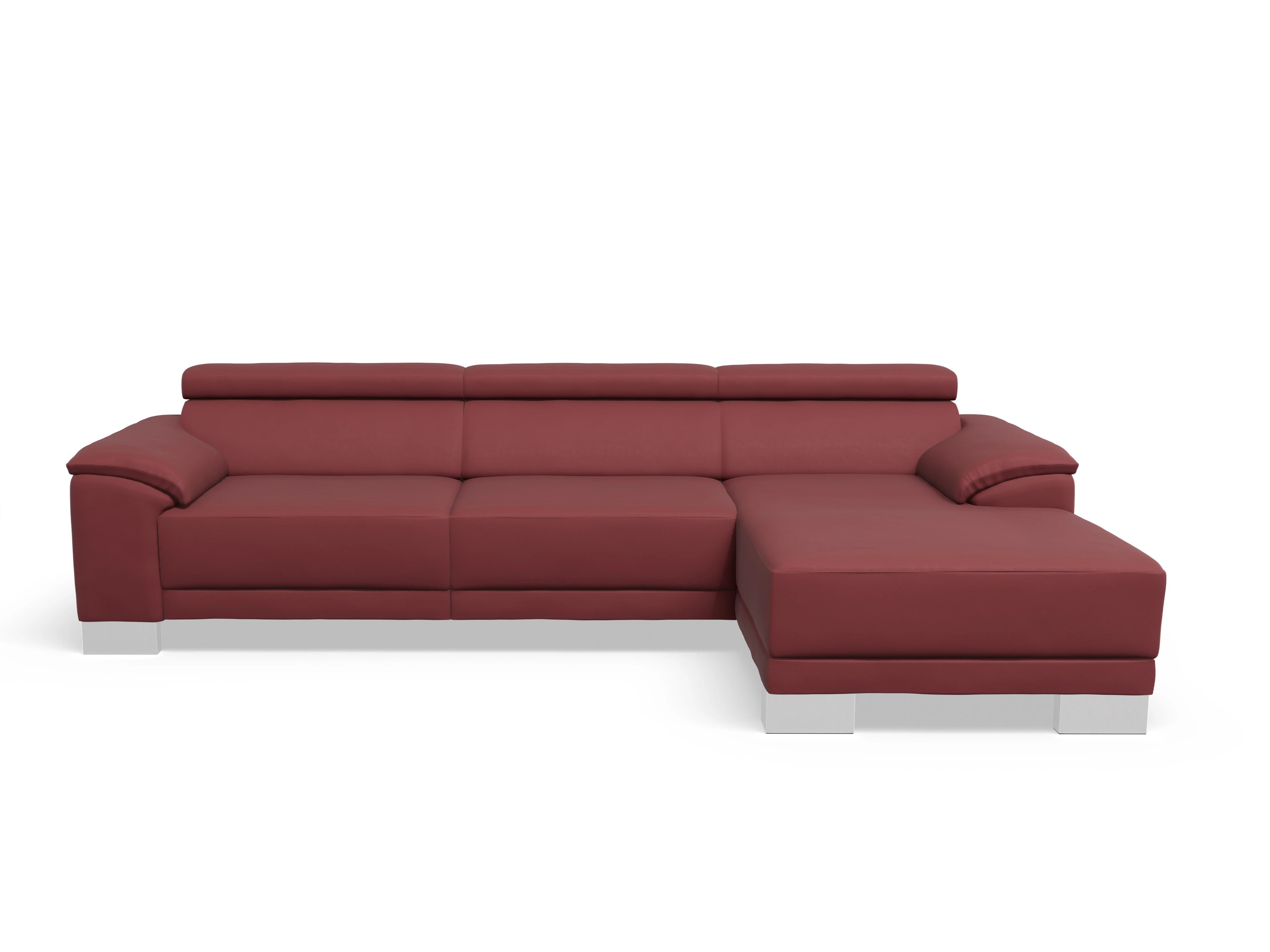 Ansicht des Produktes Antonio Ecksofa rechts Abschluss offen in Leder Rot