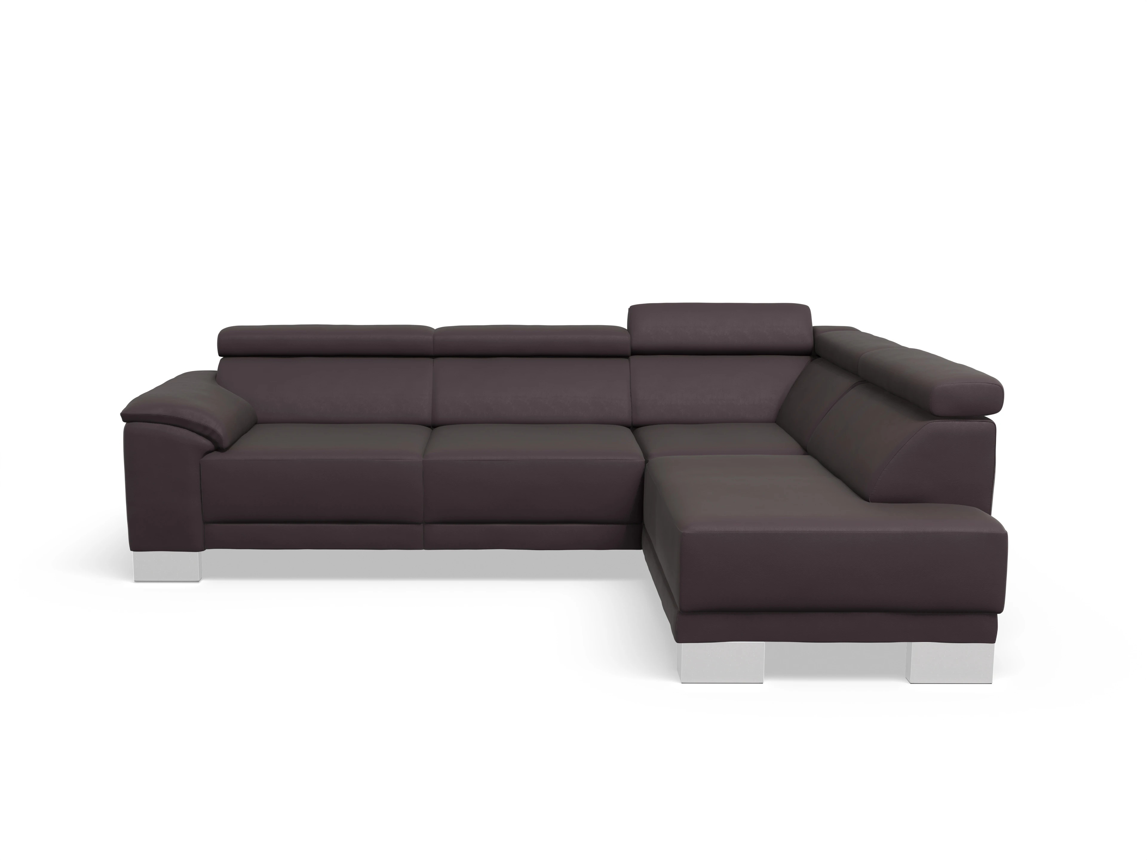 Antonio Ecksofa UM Medium R Ansicht des Produktes Antonio Ecksofa rechts Abschluss offen in Leder Braun