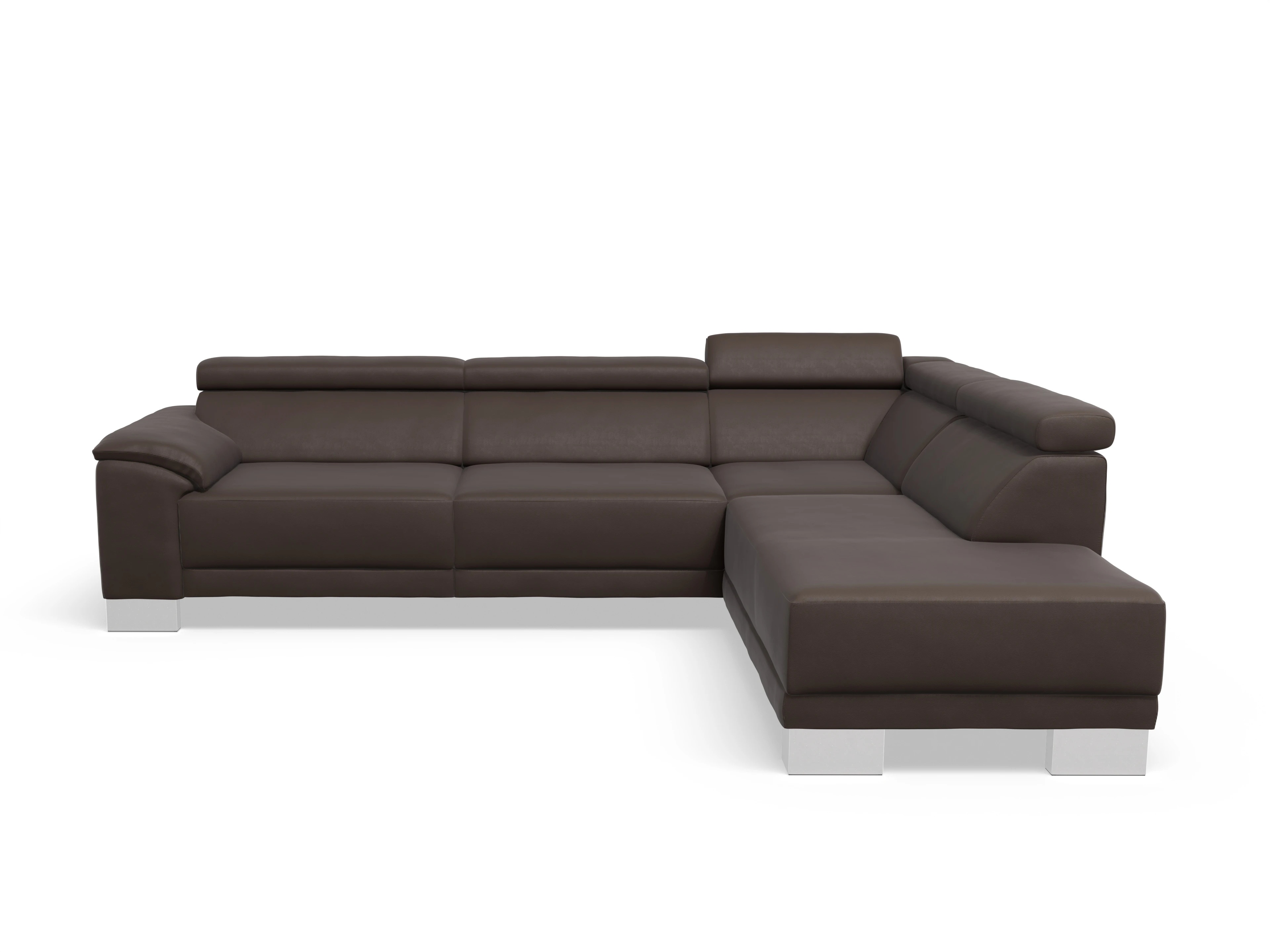 Antonio Ecksofa UM Large Plus R Ansicht des Produktes Antonio Ecksofa rechts Abschluss offen in Leder Braun